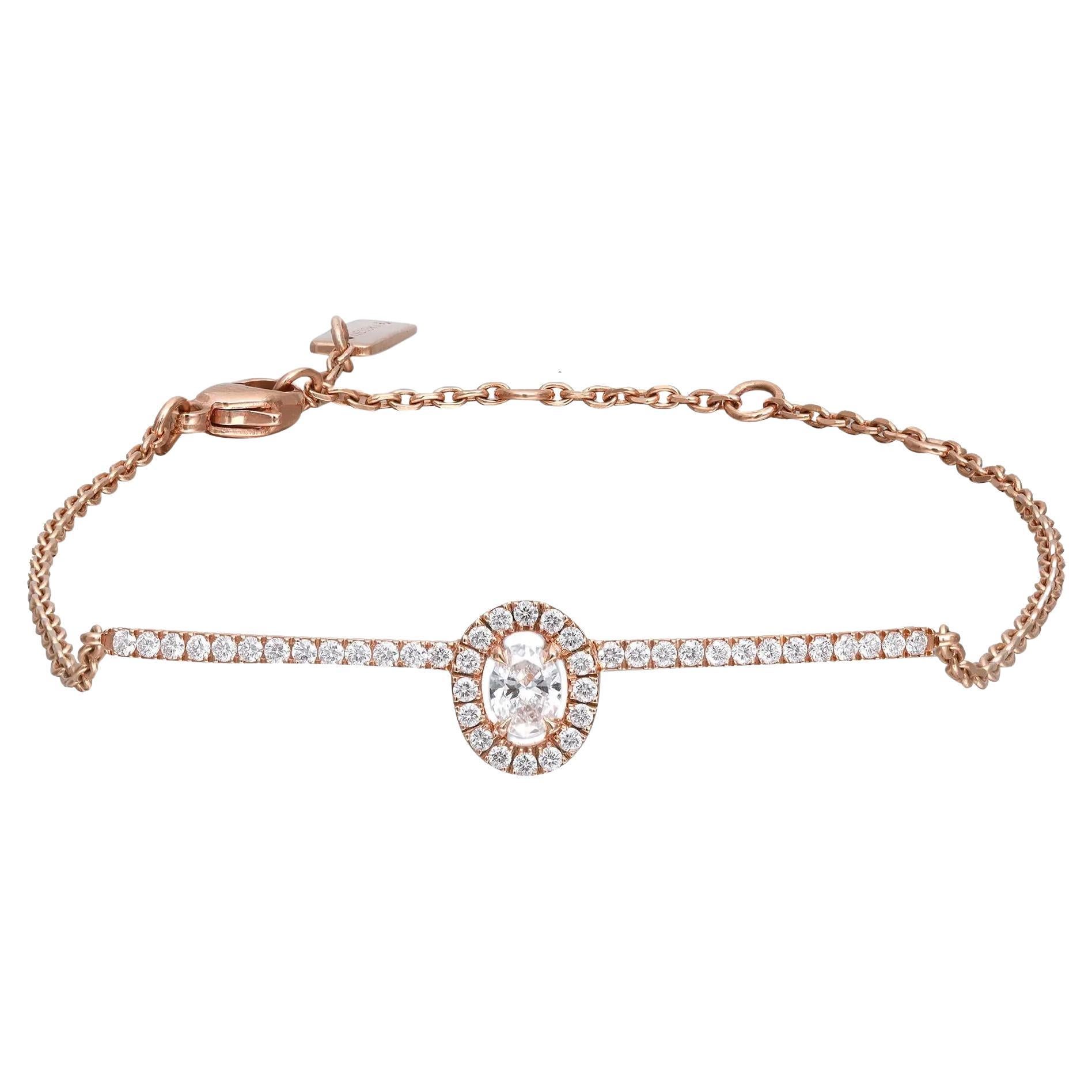 Messika 0.36Cttw Glam'Azone Diamond Chain Bracelet 18K Rose Gold 7.5 Inches en vente