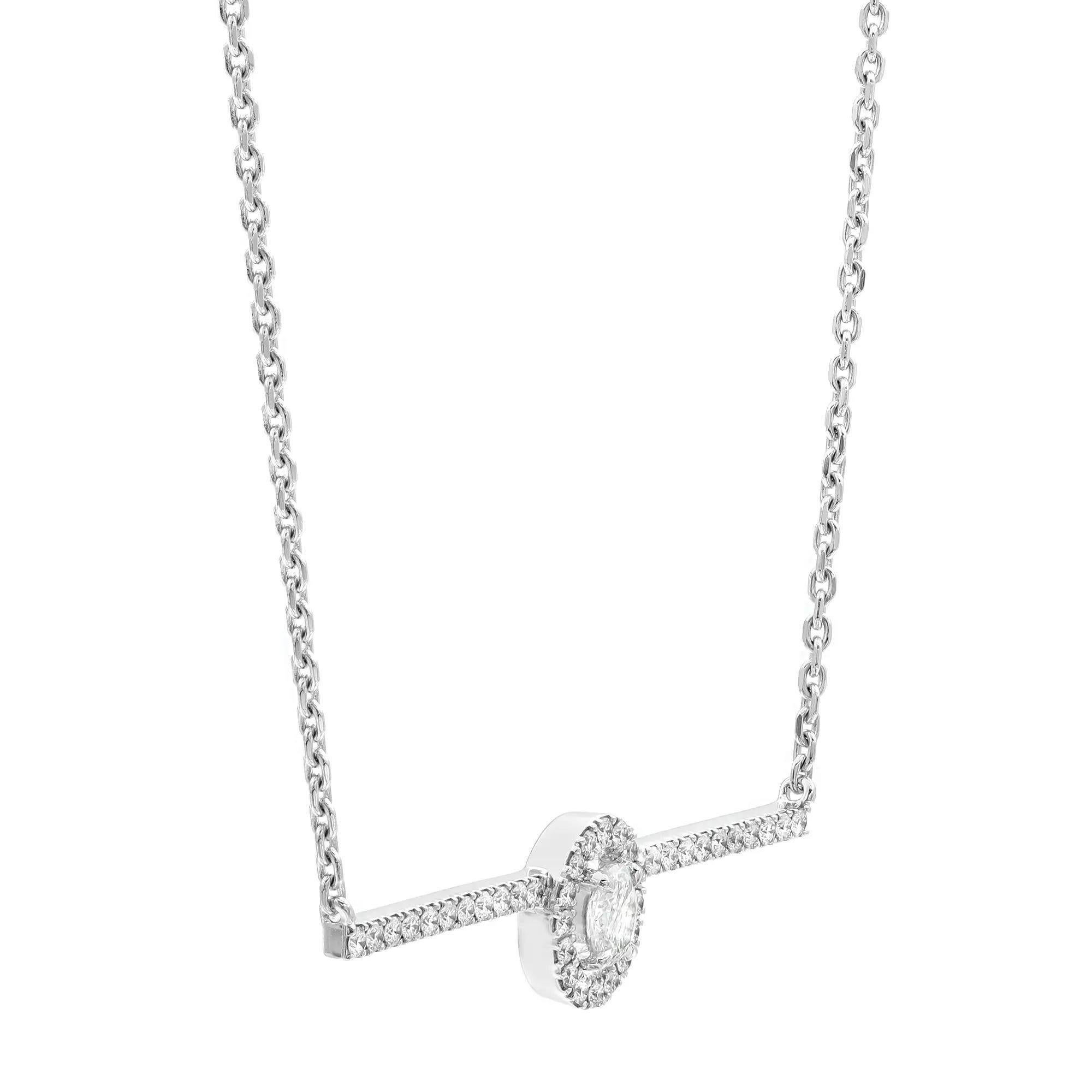 Taille ovale Messika 0.36Cttw Glam'Azone Diamond Chain Necklace 18K White Gold 18.5 Inches  en vente