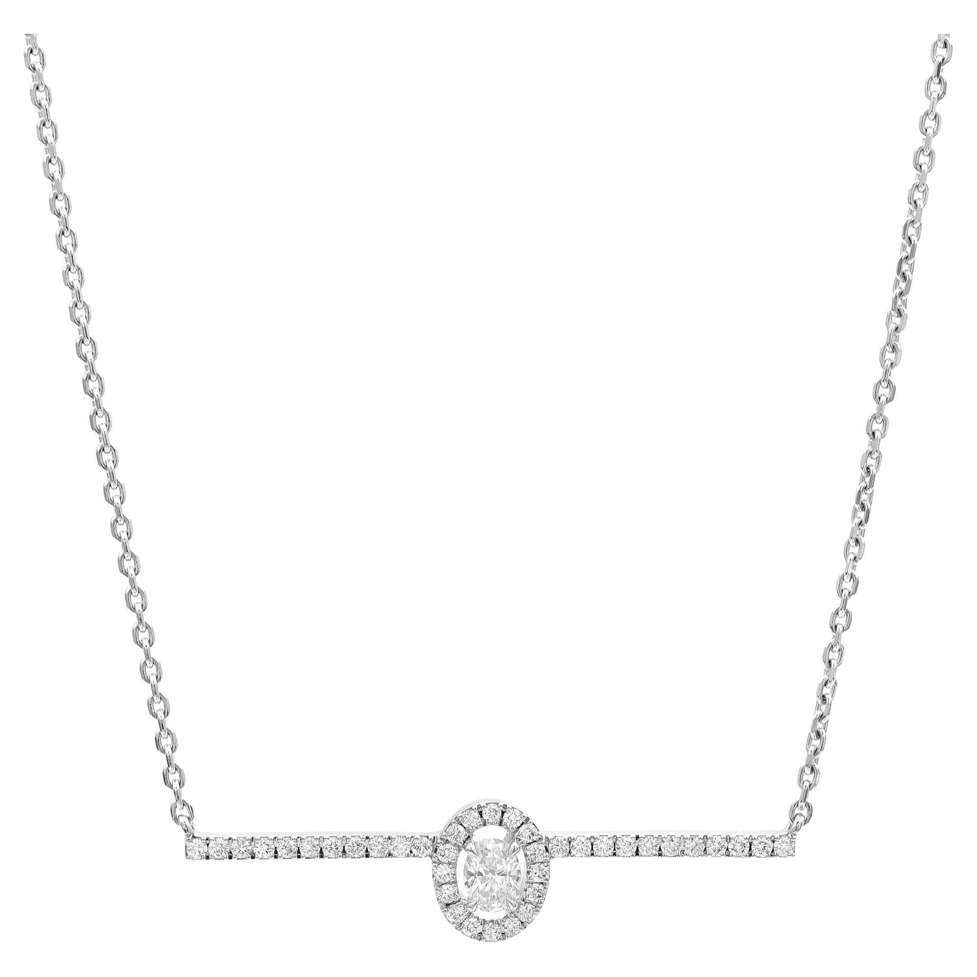 Messika 0.36Cttw Glam'Azone Diamond Chain Necklace 18K White Gold 18.5 Inches 