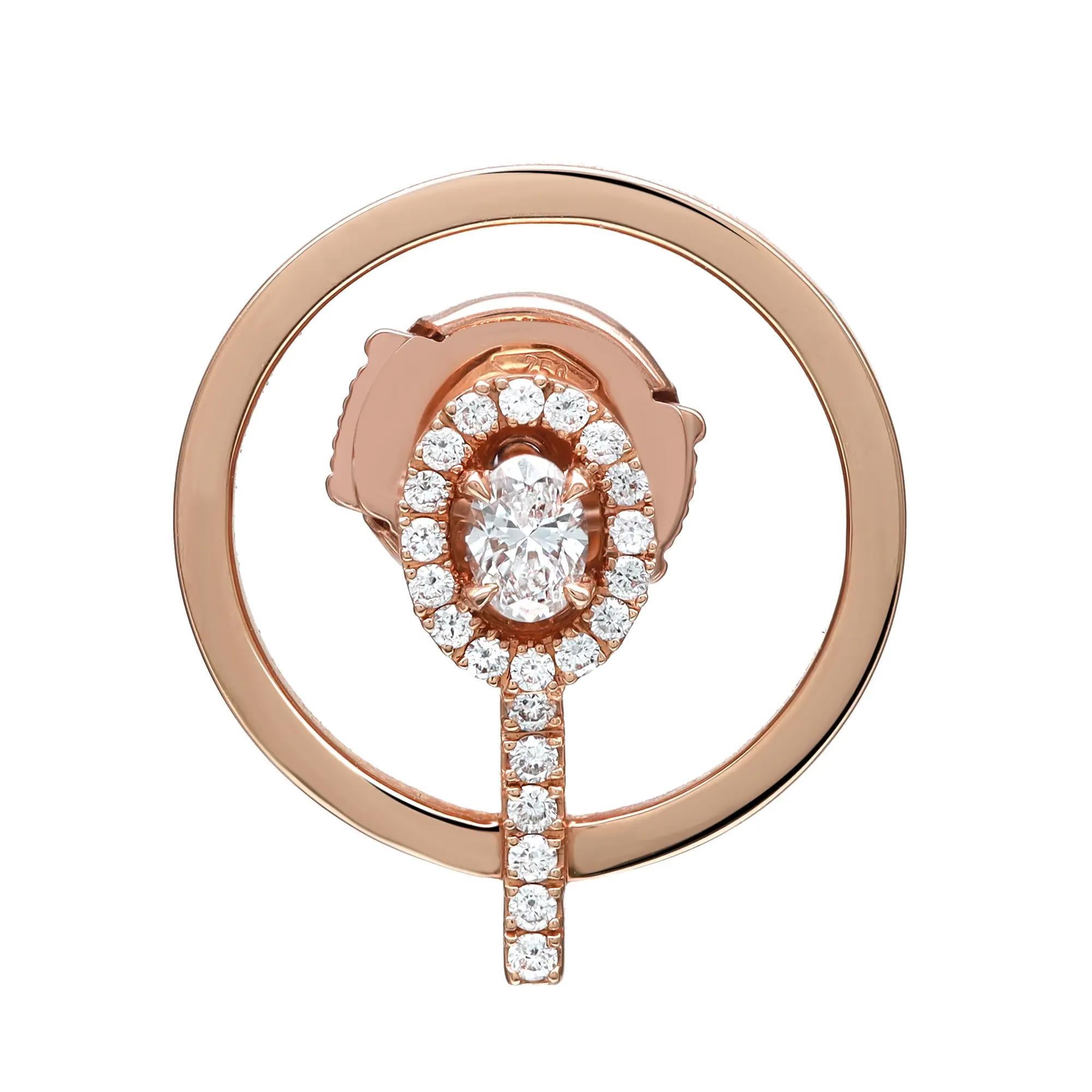 Modern Messika 0.36Cttw Glam'Azone Graphic Diamond Stud Earrings 18K Rose Gold For Sale