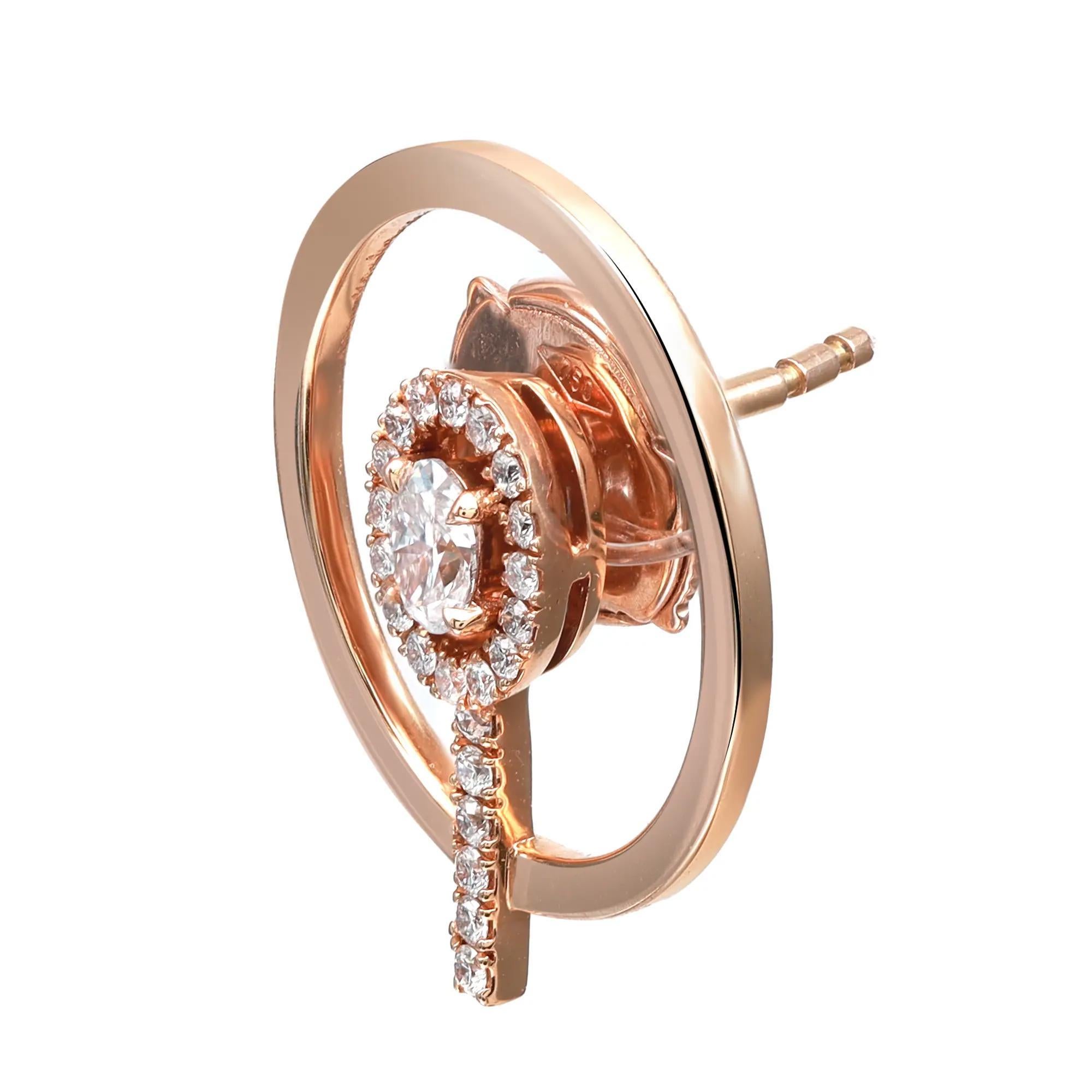 Taille ronde Messika Clous d'oreilles en or rose 18 carats avec diamants graphiques « Glam'Azone » 0,36 carat en vente