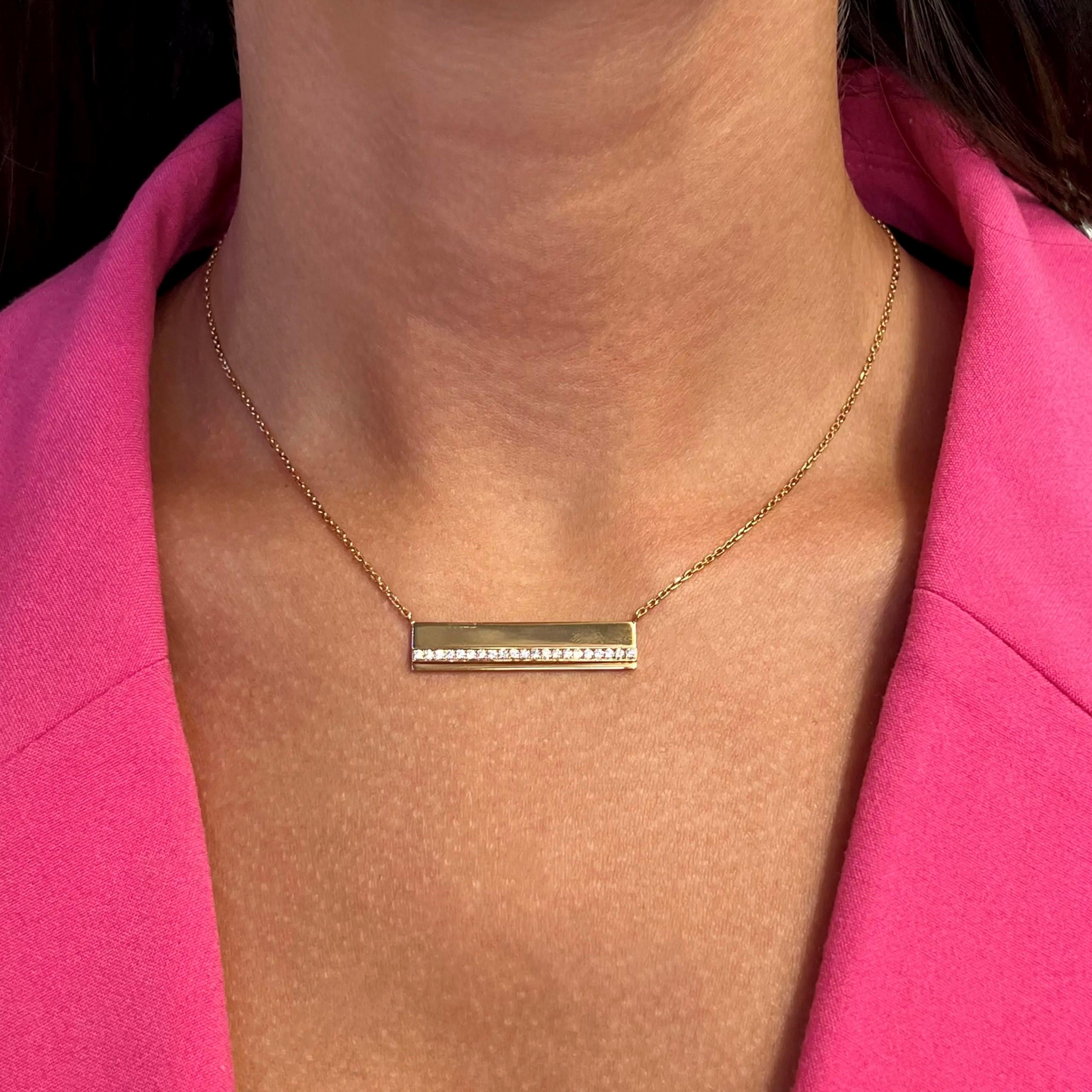 Messika 0.36Cttw Kate Diamond Bar Pendant Chain Necklace 18K Rose Gold 17 Inches Neuf - En vente à New York, NY