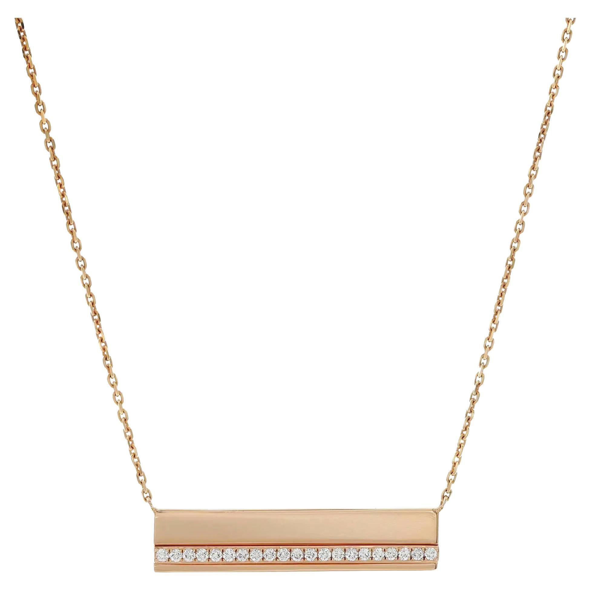 Messika 0,36 Gesamtkaratgewicht Kate Diamant Bar-Anhänger Kette Halskette 18K Roségold 17 Zoll