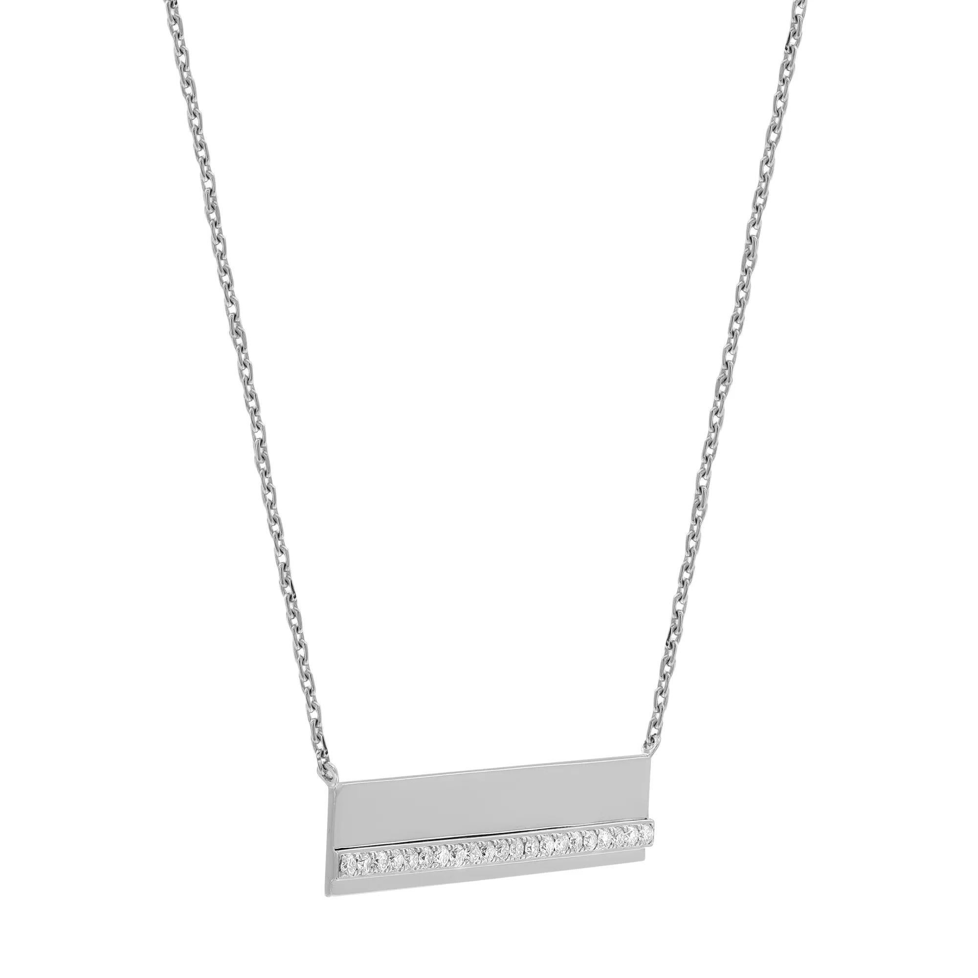 Elegant and alluring, this Messika Kate diamond horizontal bar chain necklace features a row of pave set round cut shimmering white diamonds weighing 0.36 carat. Diamond quality: G color and VS clarity. Crafted in fine 18K white gold. The necklace