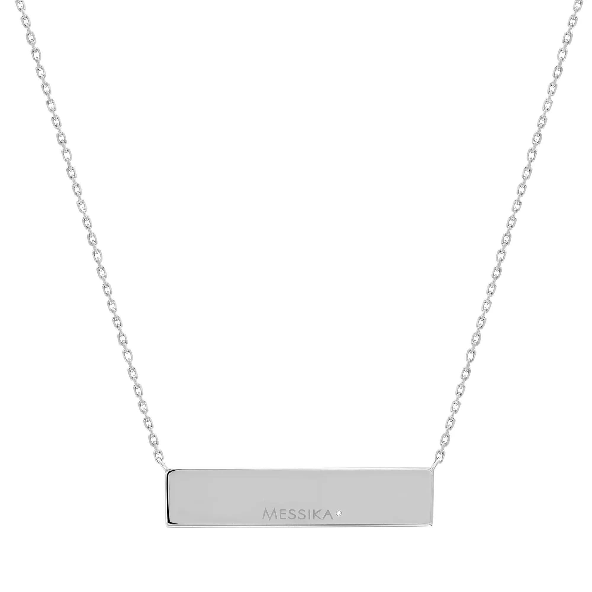 Modern Messika 0.36Cttw Kate Horizontal Bar Pendant Necklace 18K White Gold 17 Inches  For Sale