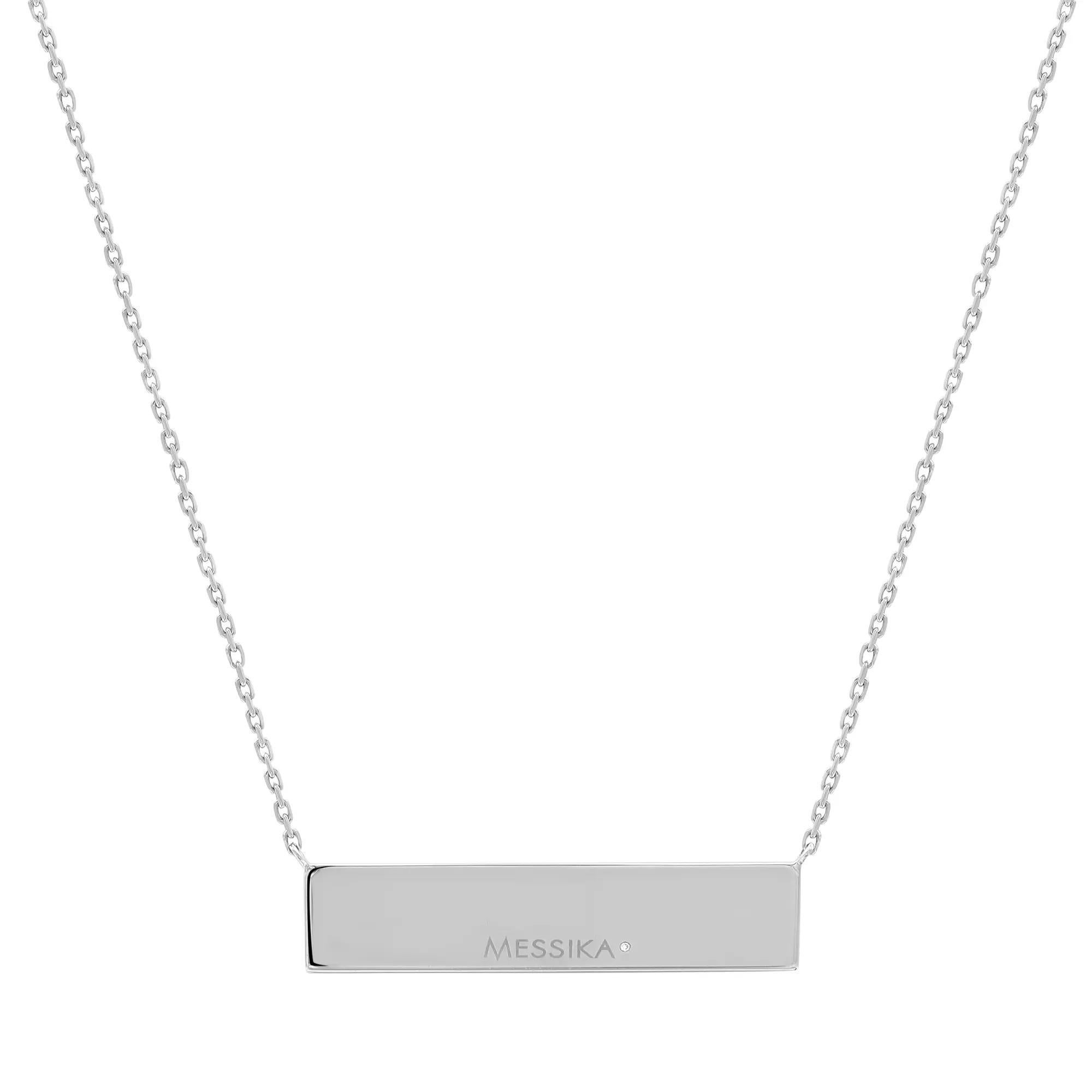 Moderno Messika 0.36Cttw Kate Collana con ciondolo a barre orizzontali in oro bianco 18K 17 pollici in vendita
