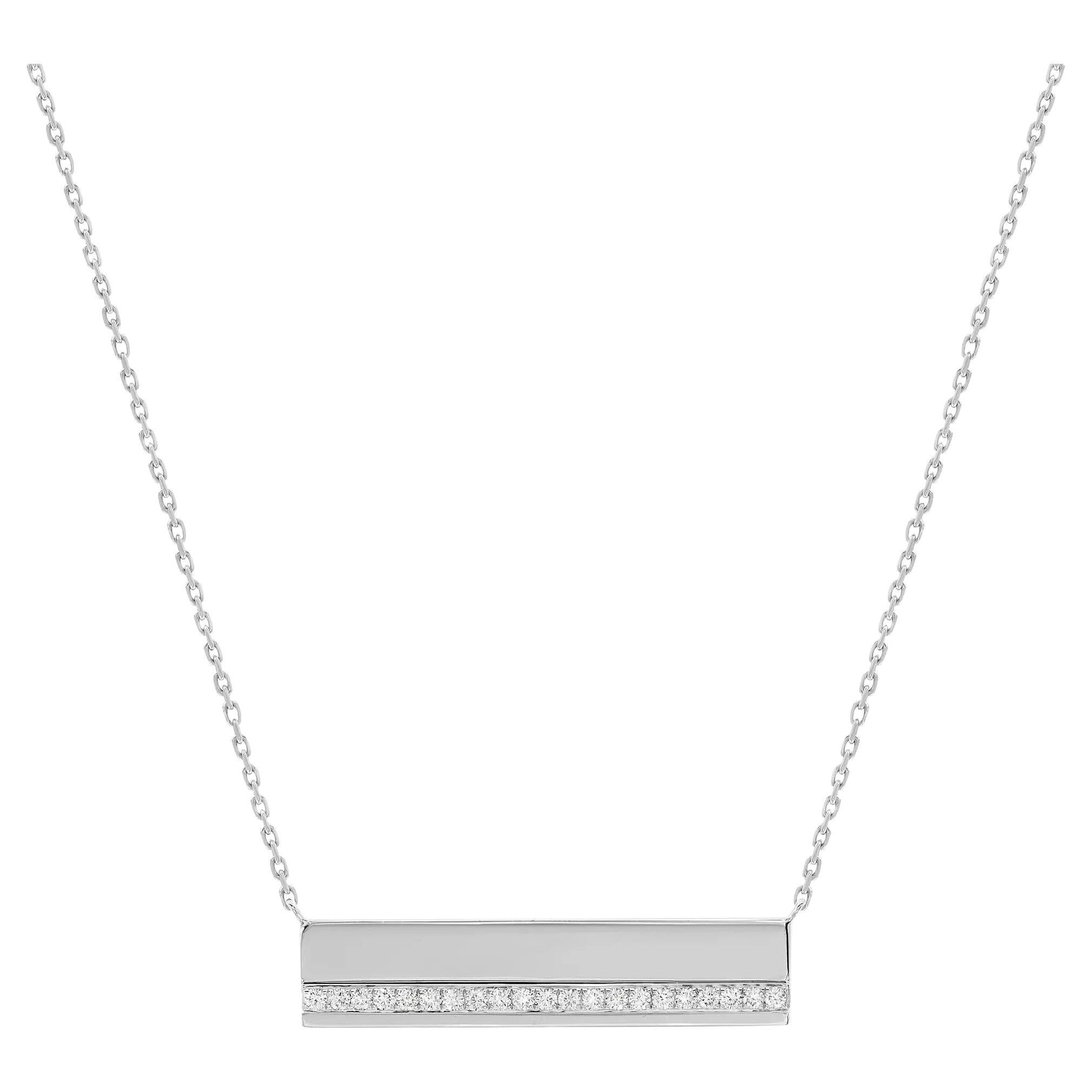 Messika 0.36Cttw Kate Horizontal Bar Pendant Necklace 18K White Gold 17 Inches 