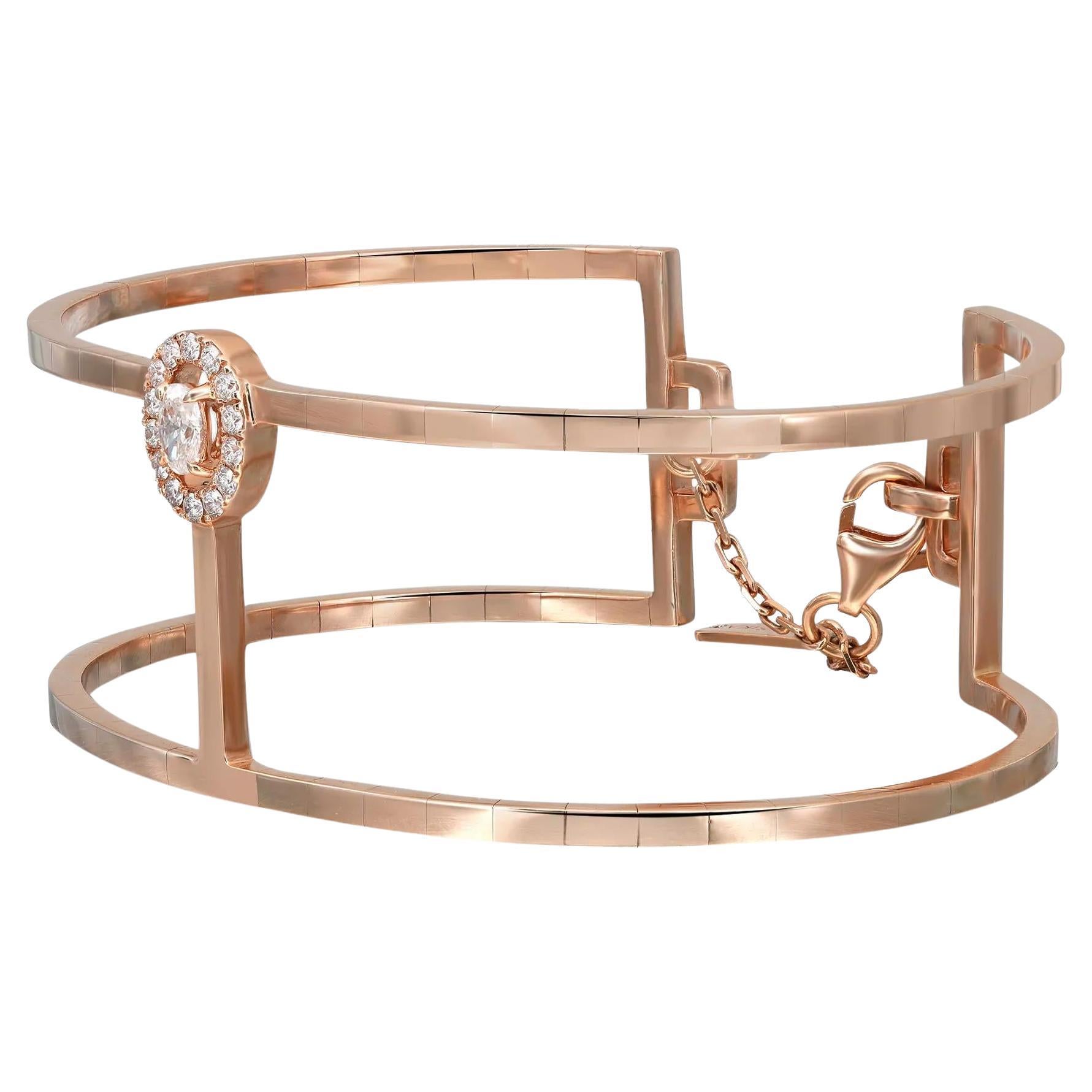 Messika 0,36 Gesamtkaratgewicht Manch Glam'Azone Diamant 2-reihiges Armband 18K Roségold Größe Small