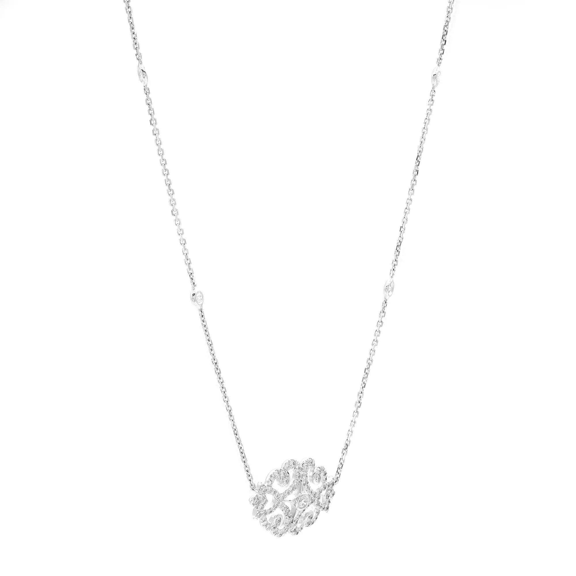 Modern Messika 0.38Cttw Sultane Diamond Pendant Necklace 18K White Gold 17 Inches  For Sale