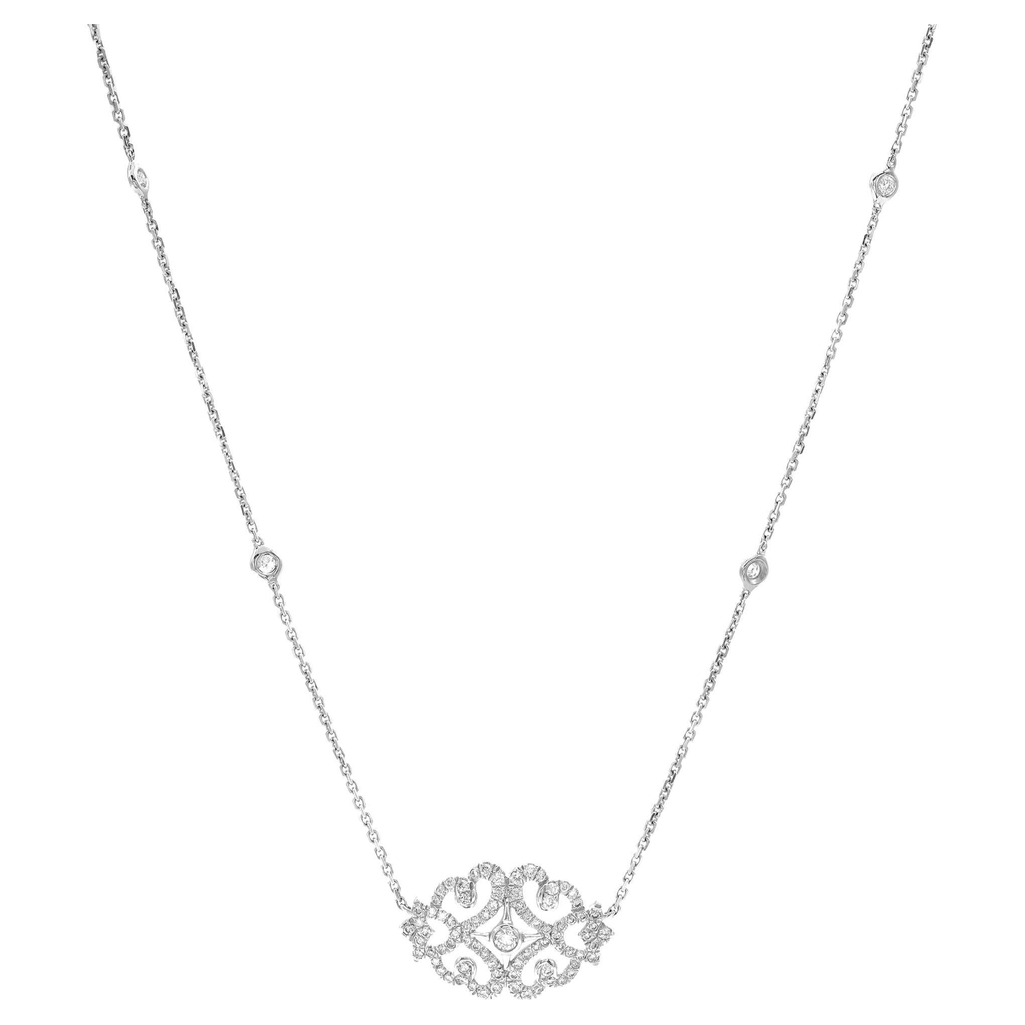 Messika 0.38Cttw Sultane Diamond Pendant Necklace 18K White Gold 17 Inches 