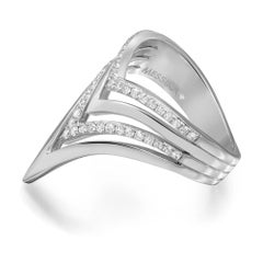 Messika 0.40Cttw Queen V Semi Pavee Diamond Ring 18K White Gold Size 52 US 6