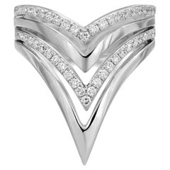 Messika Bague Queen V en or blanc 18 carats avec diamants semi-pavés de 0,40 carat poids total, taille 52 US 6