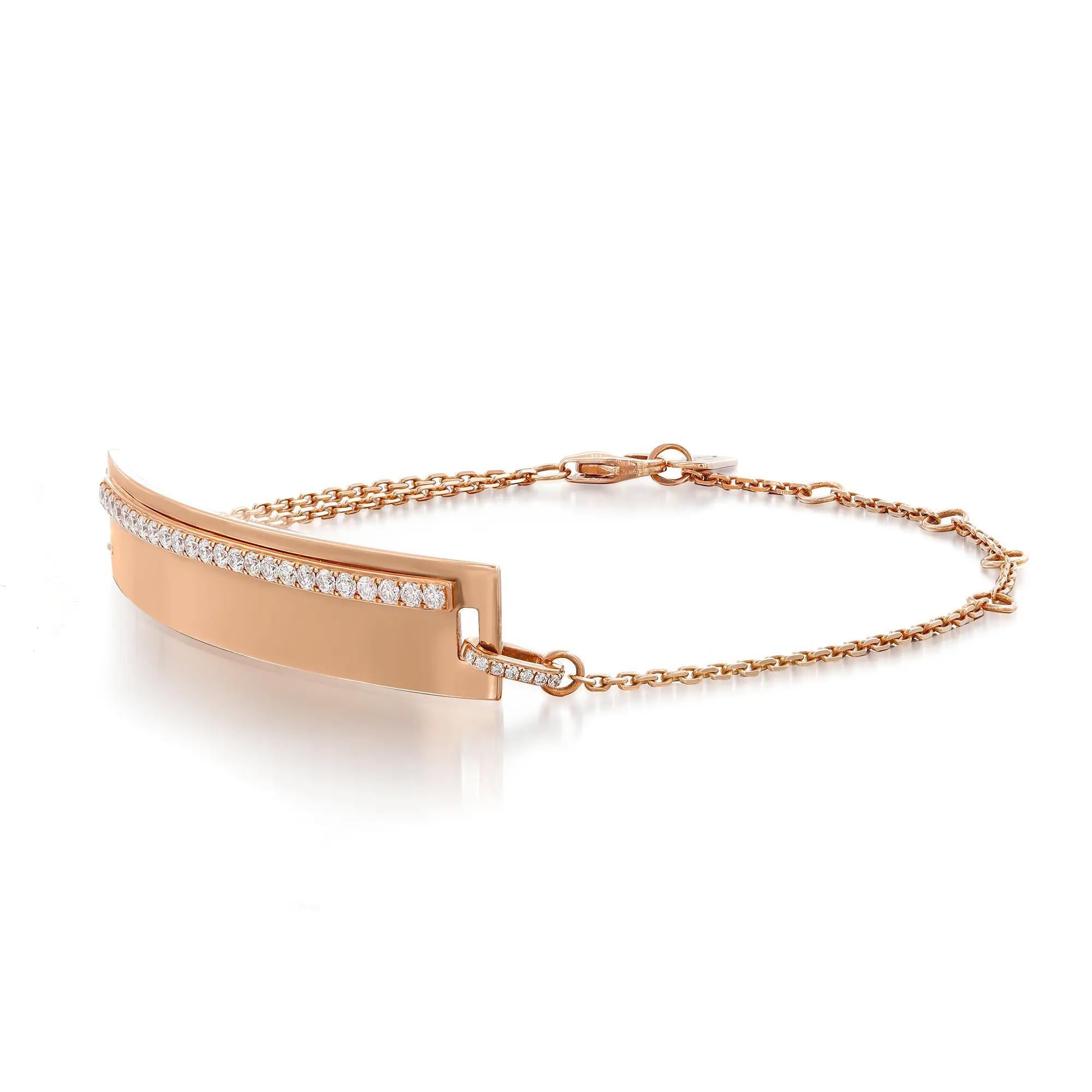 Modern Messika 0.44Cttw Kate Diamond Chain Bracelet 18K Rose Gold 7.5 Inches For Sale