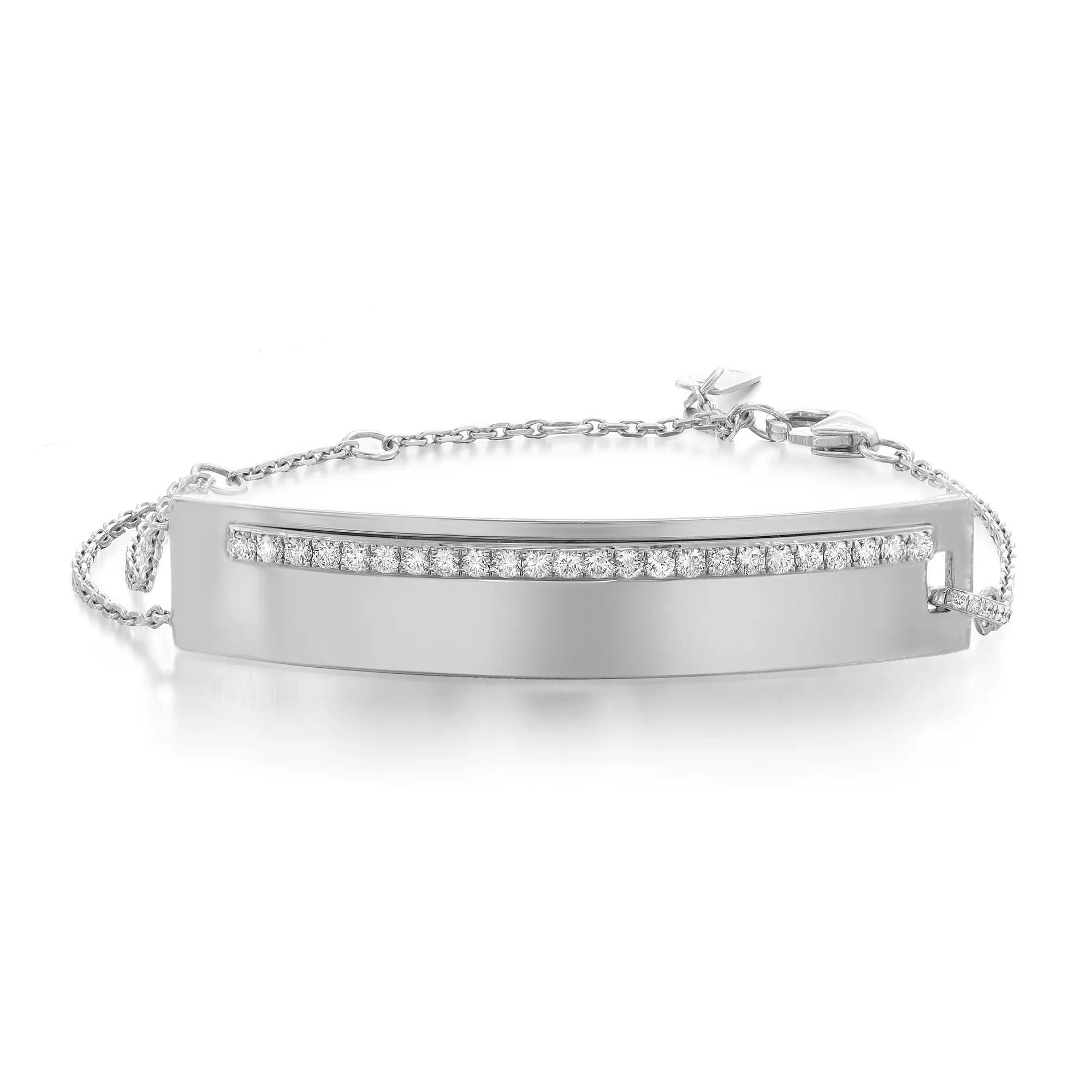 Round Cut Messika 0.44Cttw Kate Sur Chaine Diamond Bracelet 18K White Gold 7.5 Inches For Sale