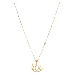 Messika 0.46Ctw Allah Faith Diamond Pendant Necklace 18K Yellow Gold 17.5 Inches