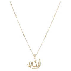 Messika 0.46Ctw Allah Faith Diamond Pendant Necklace 18K Yellow Gold 17.5 Inches