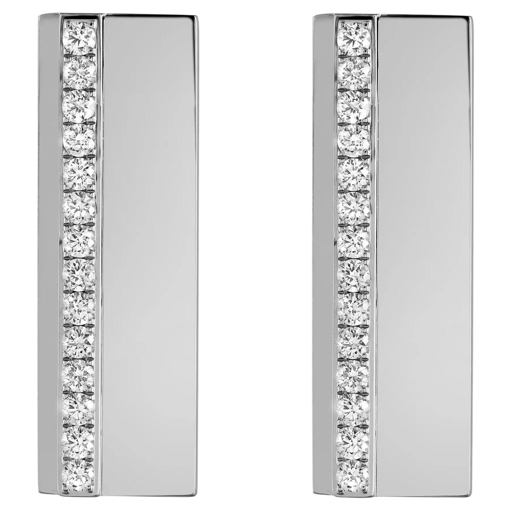 Messika 0.47Cttw Kate Diamond Vertical Bar Drop Earrings 18K White Gold  For Sale