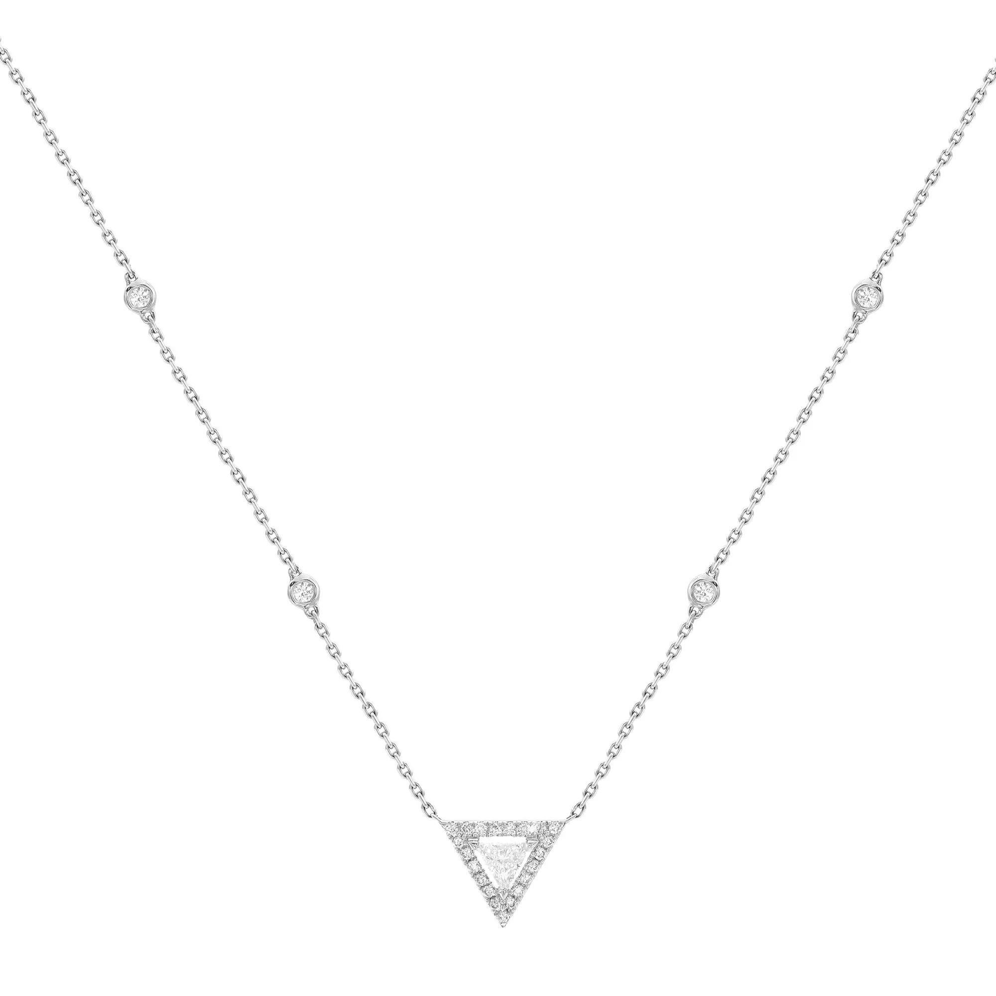 Taille ronde Messika 0.47Cttw Thea Diamond Chain Necklace 18K White Gold 17.5 Inches en vente