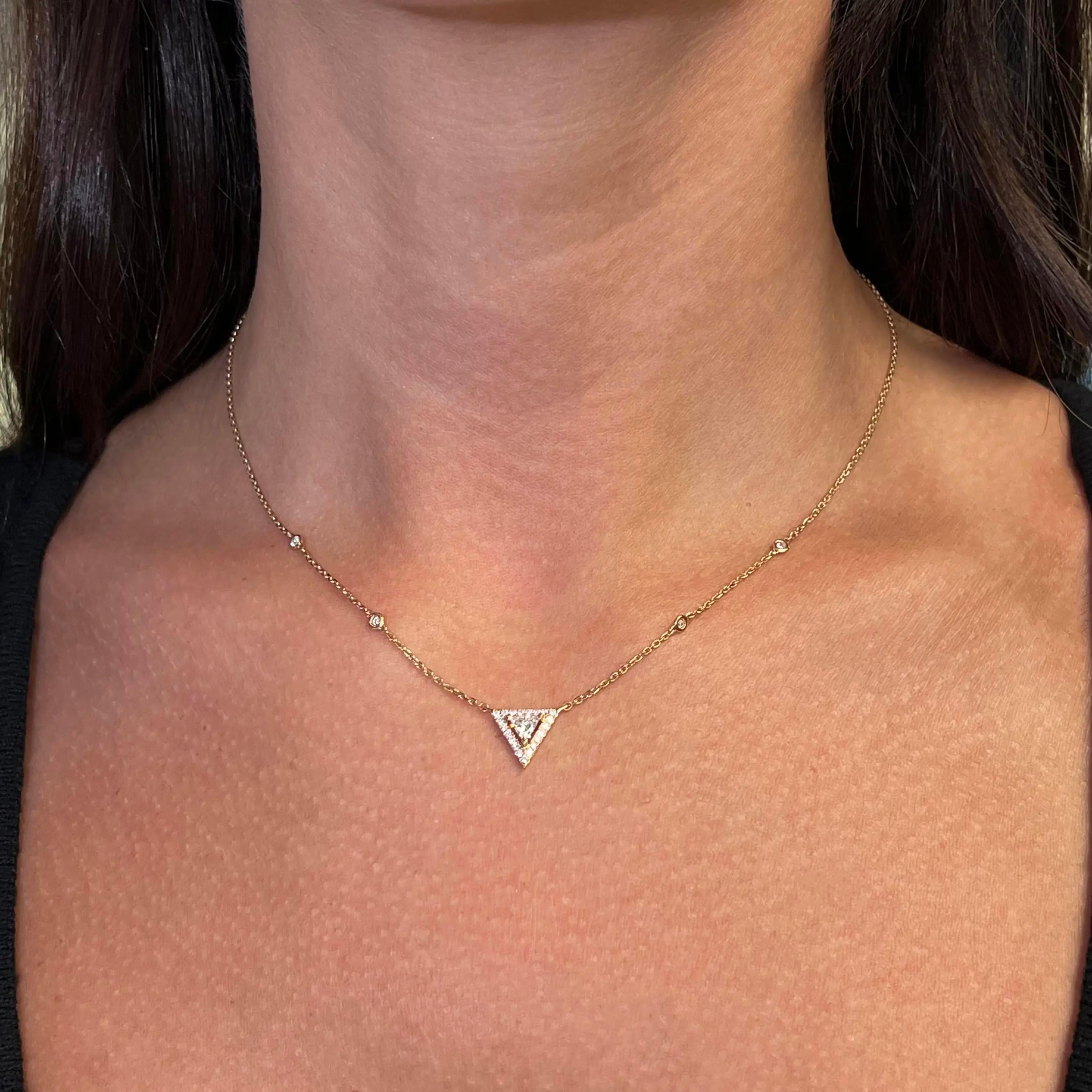 Modern Messika 0.48Cttw Thea Diamond Chain Necklace 18K Rose Gold 17.5 Inches For Sale