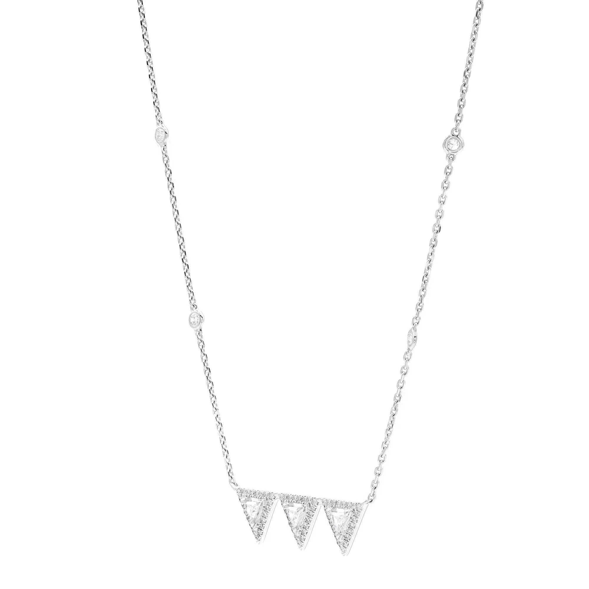 Modern Messika 0.57Cttw Thea Toi & Moi Diamond Chain Necklace 18K White Gold 17 Inches For Sale