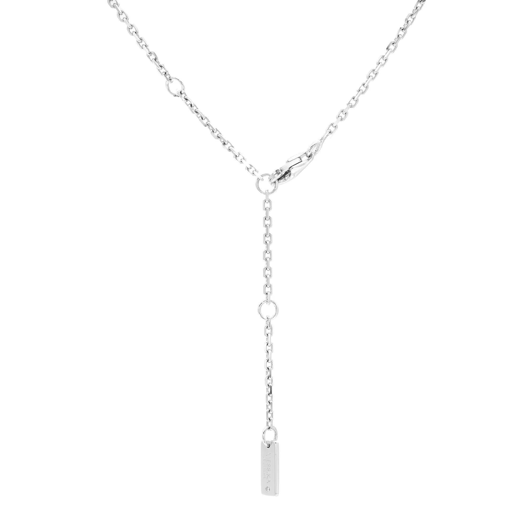 Taille ronde Messika 0.57Cttw Thea Toi & Moi Diamond Chain Necklace 18K White Gold 17 Inches en vente