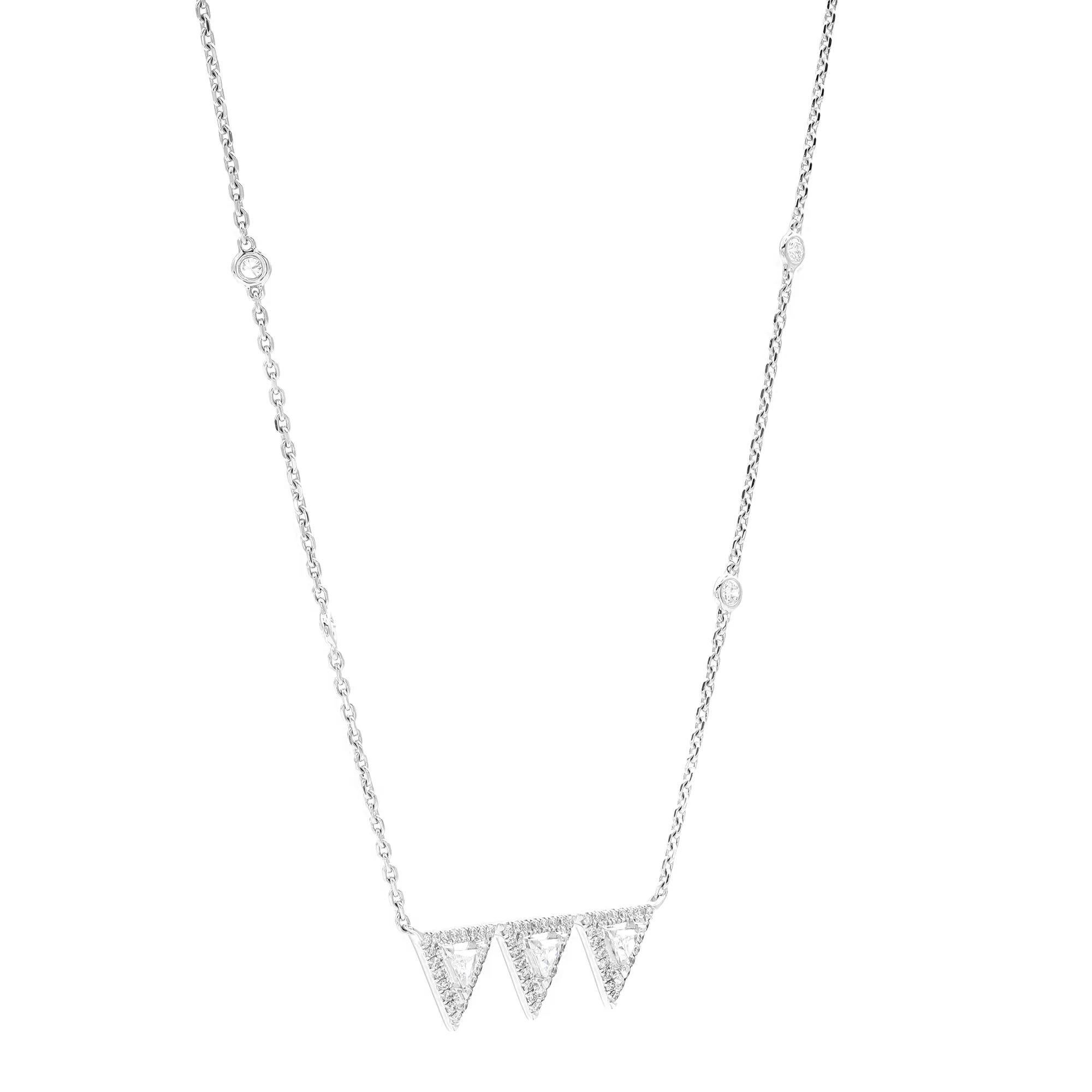Messika 0.57Cttw Thea Toi & Moi Diamond Chain Necklace 18K White Gold 17 Inches Neuf - En vente à New York, NY