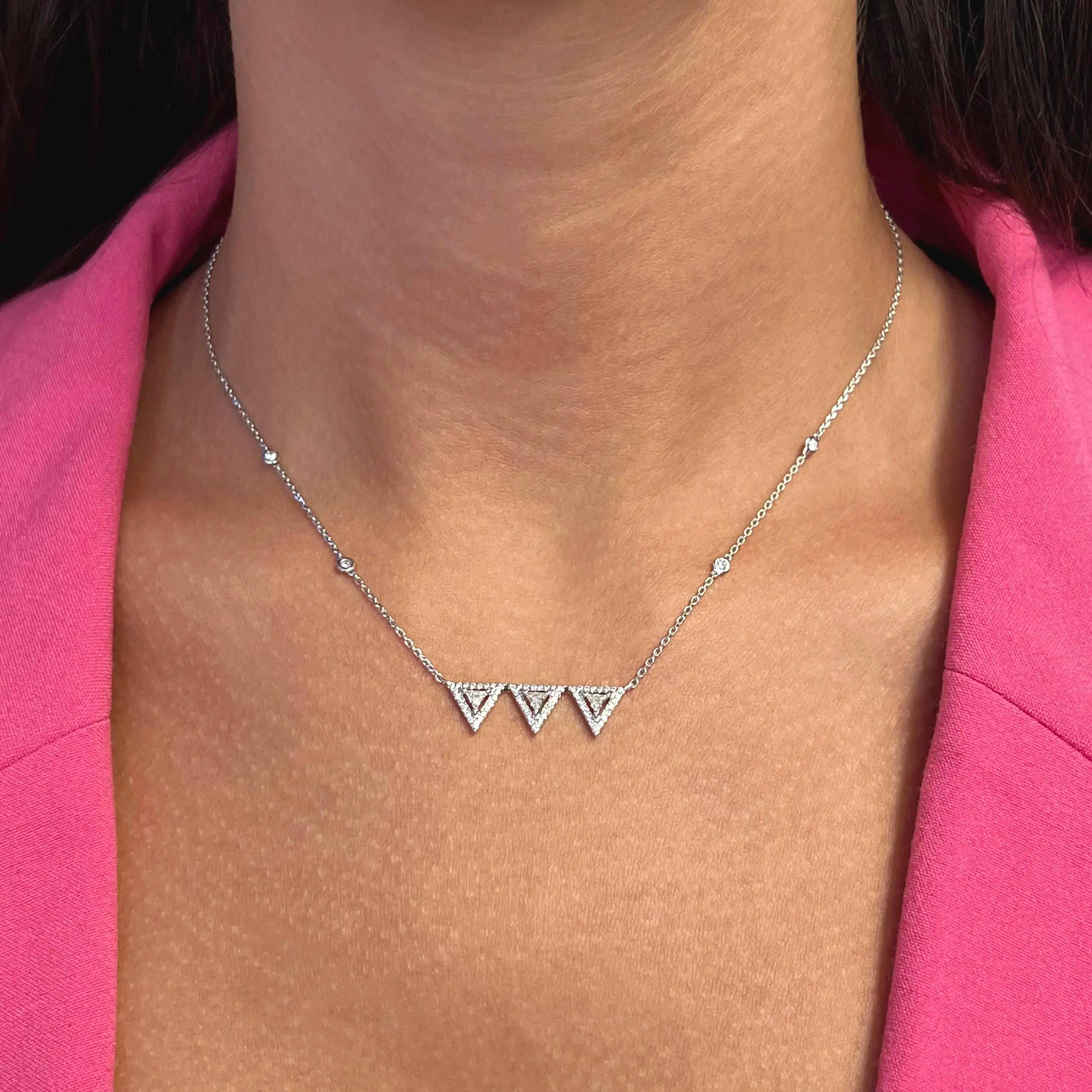 Messika 0.57Cttw Thea Toi & Moi Diamond Chain Necklace 18K White Gold 17 Inches Pour femmes en vente