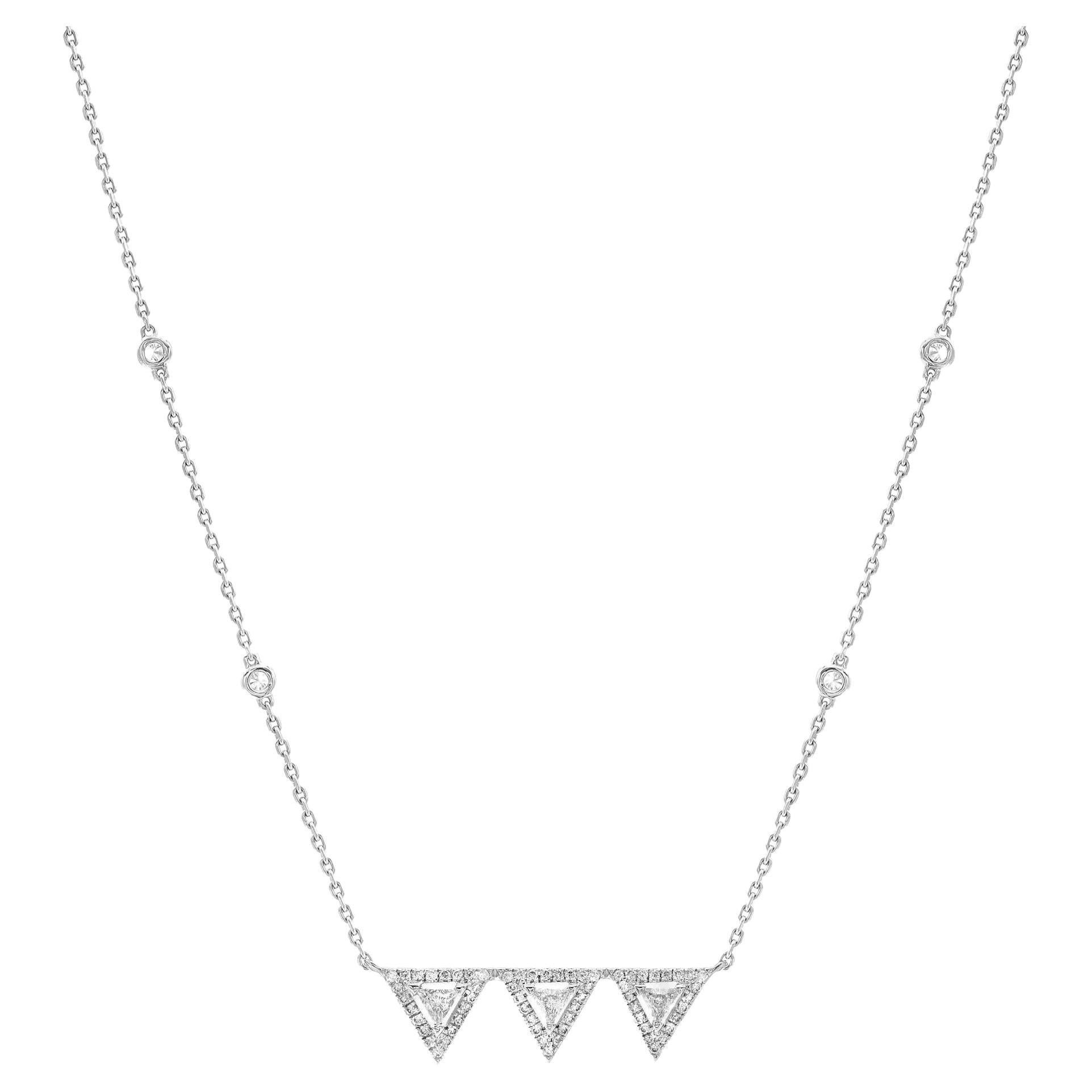 Messika 0.57Cttw Thea Toi & Moi Diamond Chain Necklace 18K White Gold 17 Inches en vente