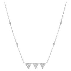 Used Messika 0.57Cttw Thea Toi & Moi Diamond Chain Necklace 18K White Gold 17 Inches