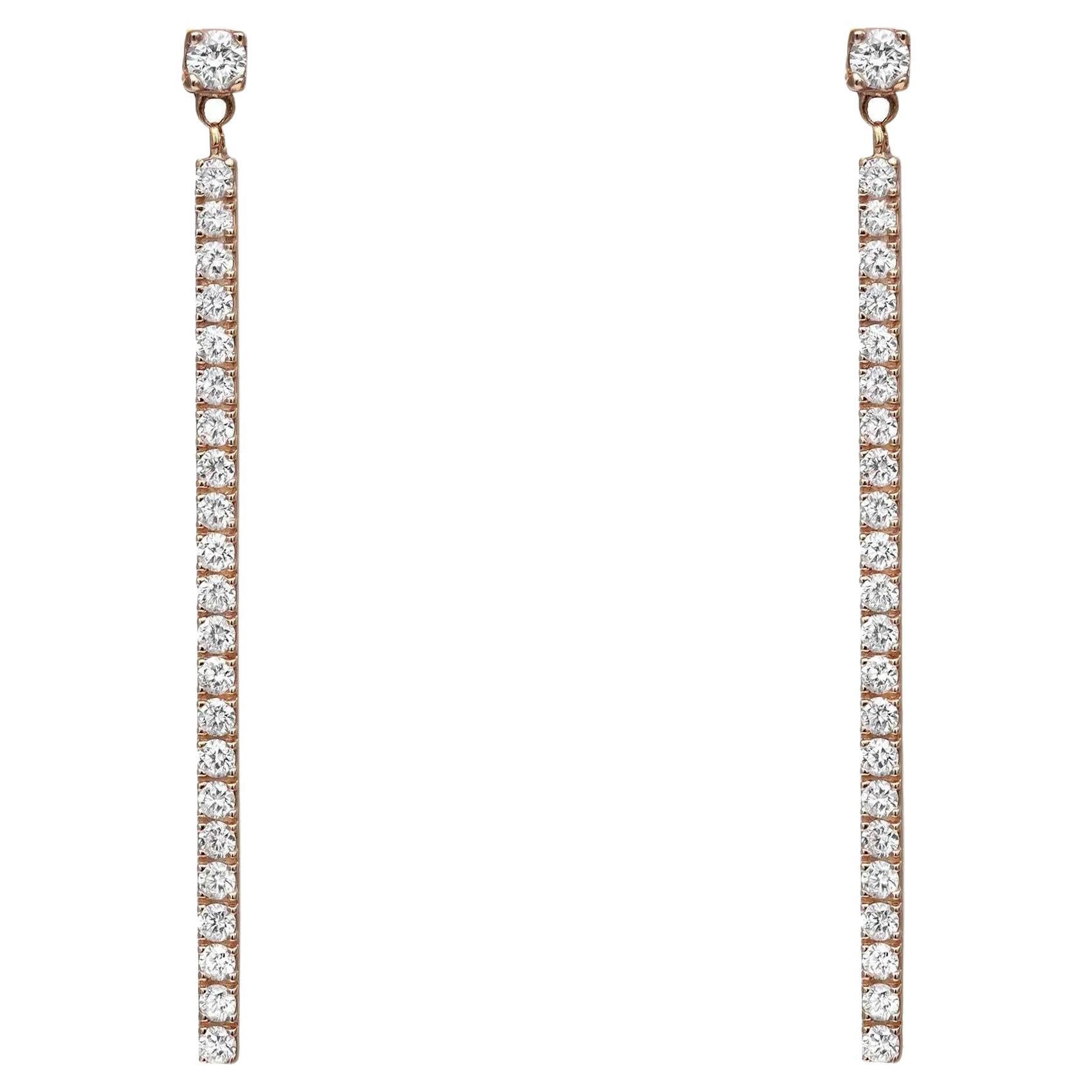 Messika 0.59Cttw Barrette Gatsby Diamond Long Drop Earrings 18K Rose Gold