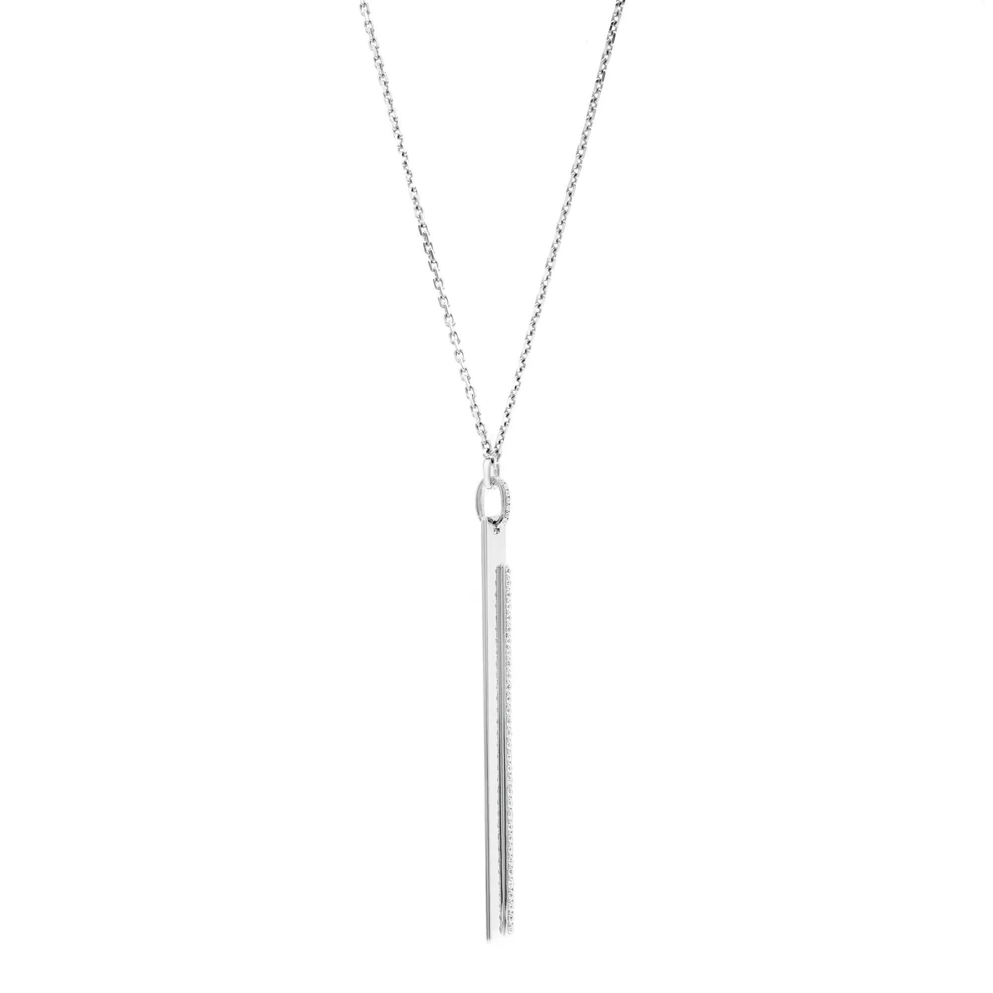 Taille ronde Messika 0.59Ctw Sautoir Kate Diamond Bar Necklace 18K White Gold 29.5 in en vente