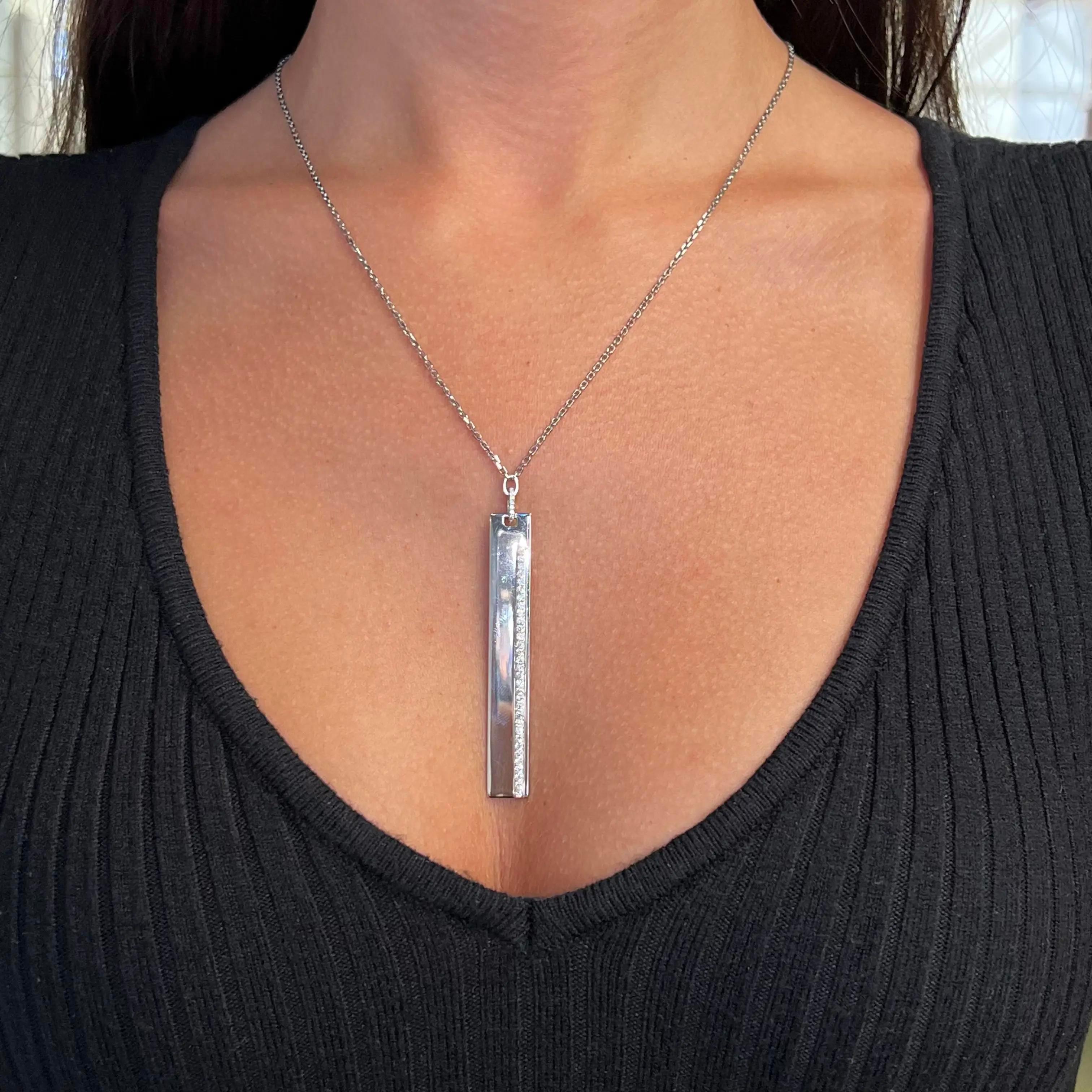 Modern Messika 0.59Ctw Sautoir Kate Diamond Bar pendant Necklace 18K White Gold 29.5 in For Sale