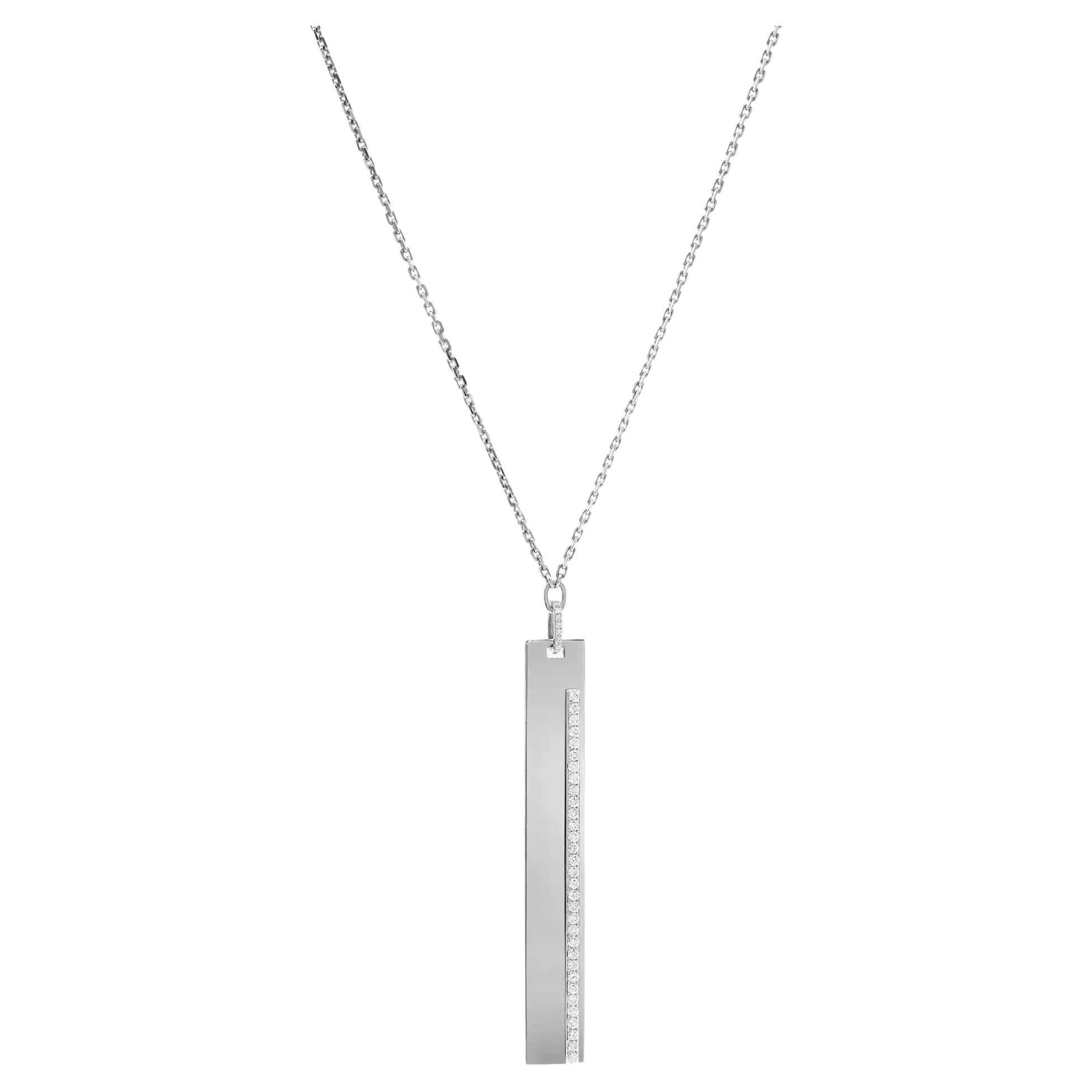 Messika 0.59Ctw Sautoir Kate Diamond Bar pendant Necklace 18K White Gold 29.5 in For Sale