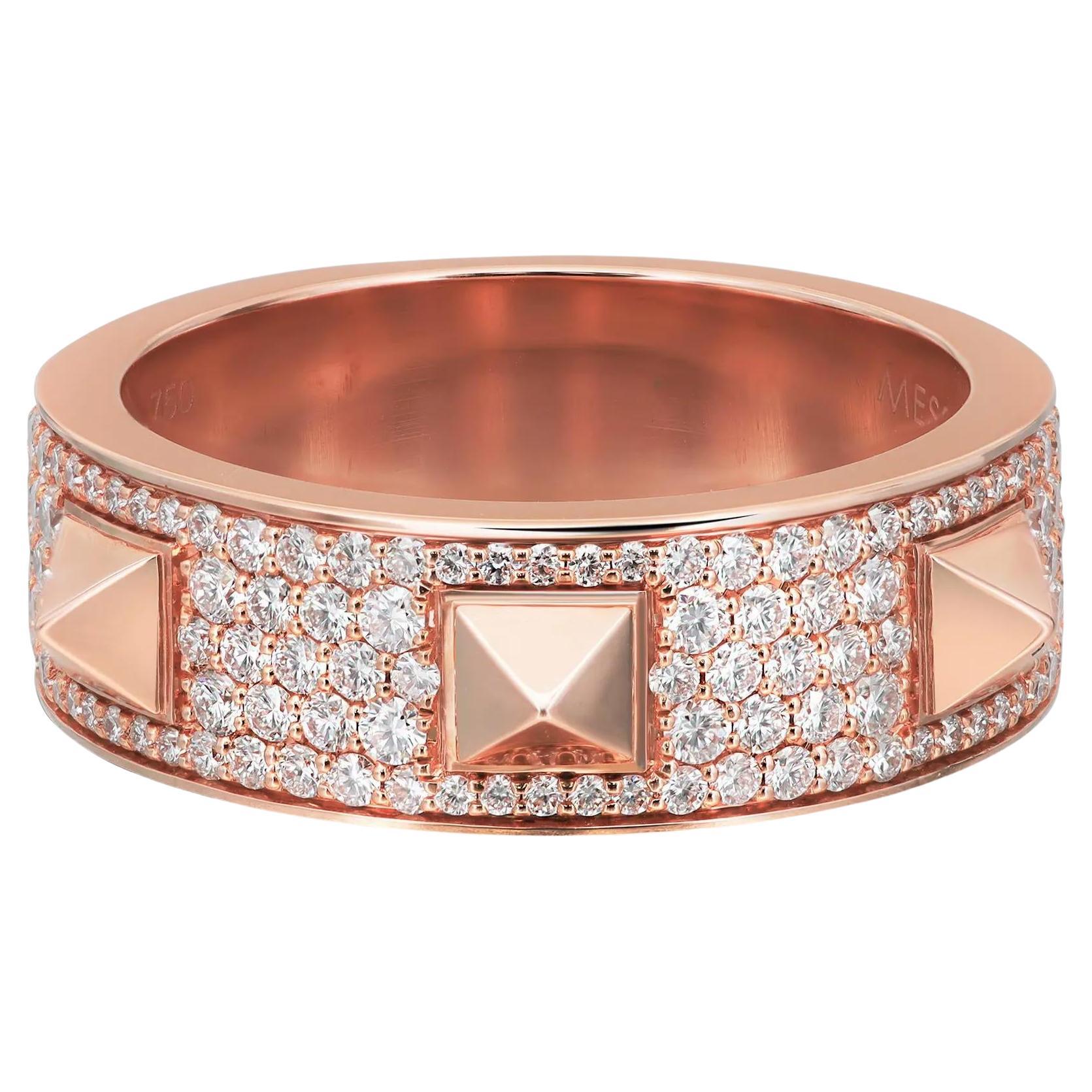 Messika 0.61Cttw Spiky Diamond Band Ring 18K Rose Gold Size 52 US 6.25 For Sale