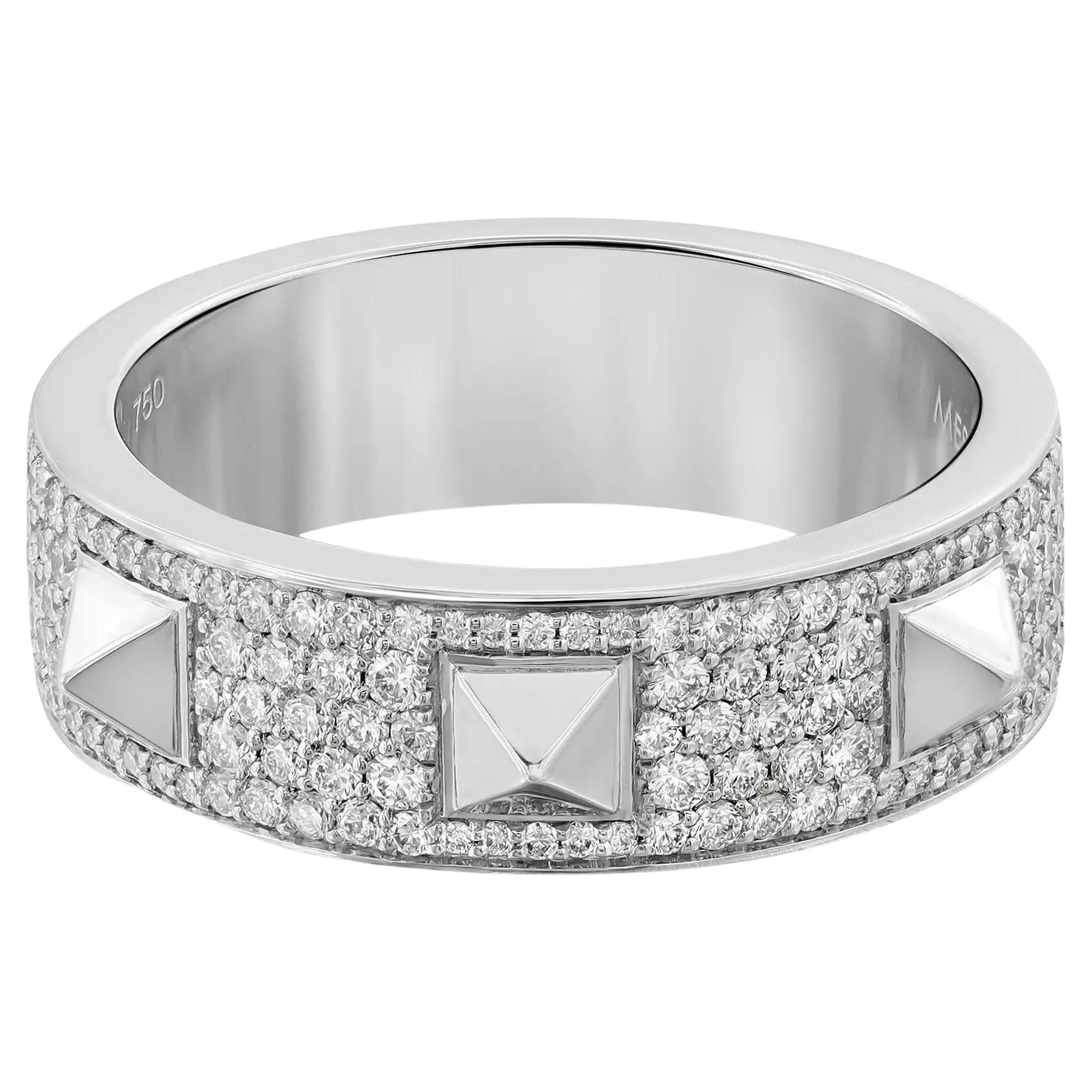 Messika 0.61Cttw Spiky Diamond Band Ring 18K White Gold Size 53 US 6.5 For Sale