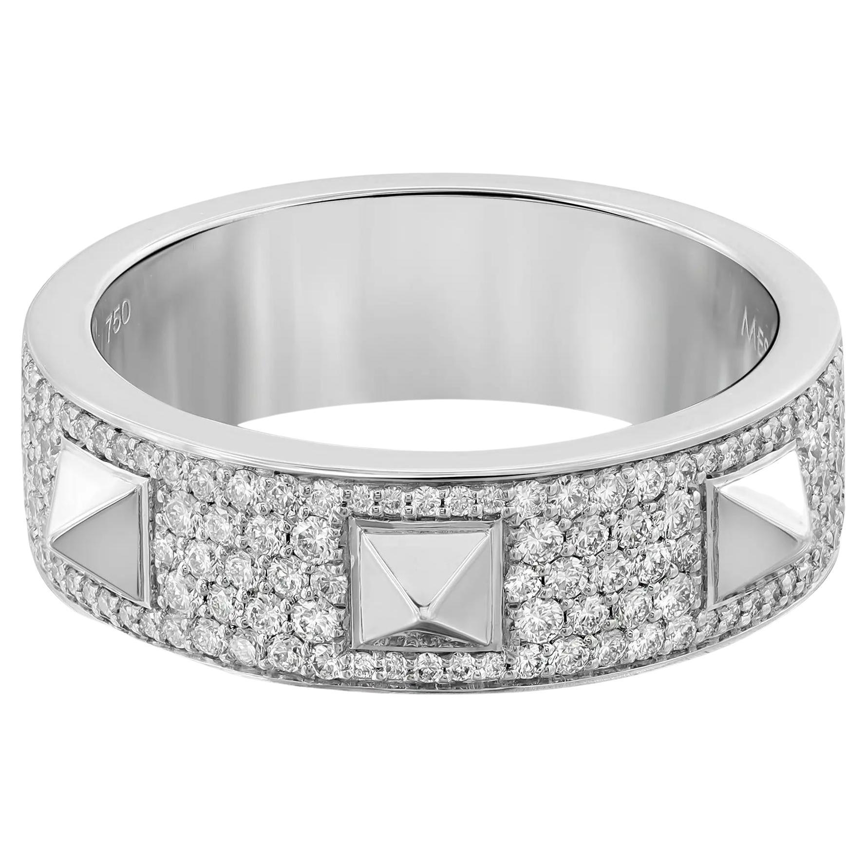 Messika 0.61Cttw Spiky Diamond Band Ring 18K White Gold Size 57 US 8.25 For Sale
