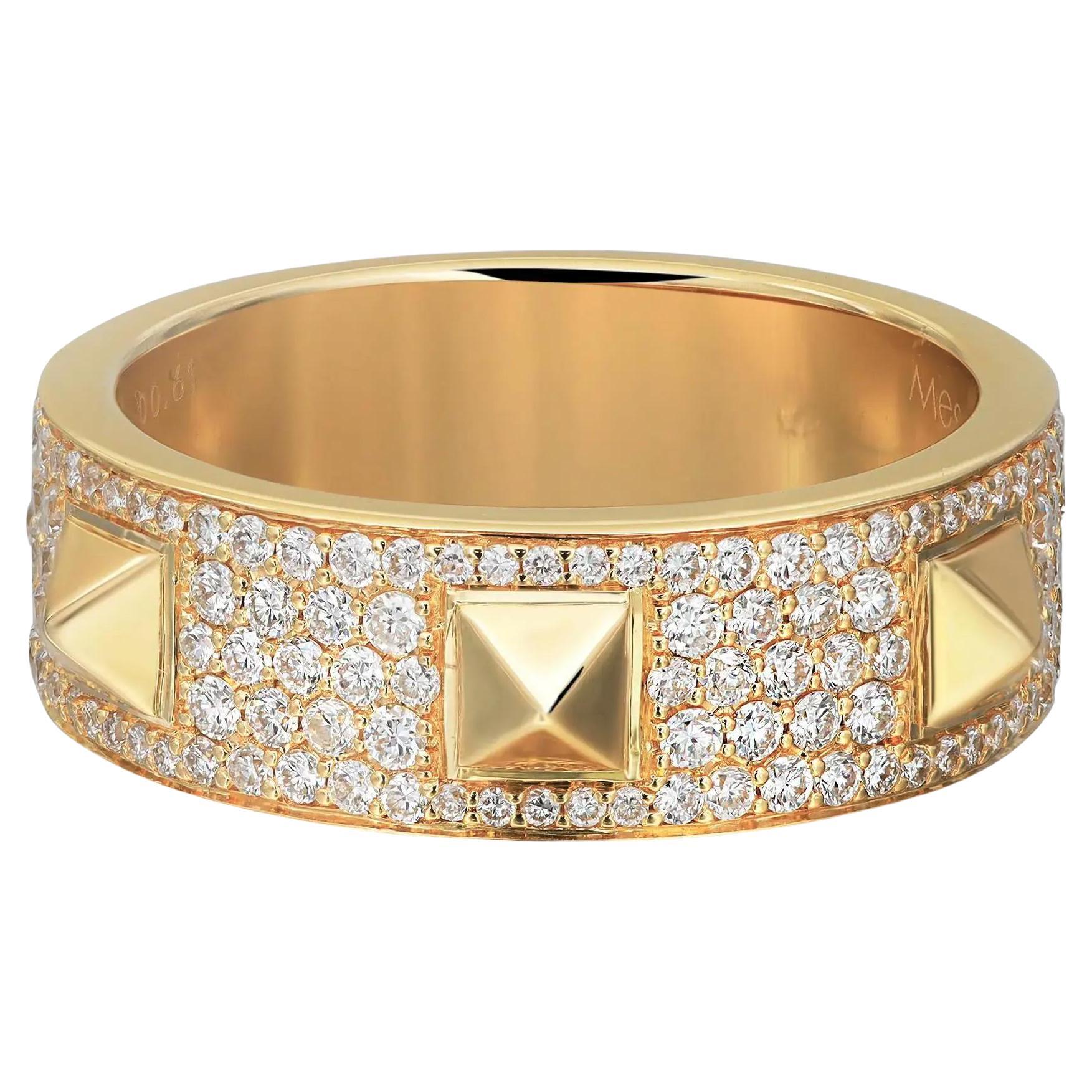 Messika Bague à anneau en or jaune 18 carats avec diamants 0,61 carat au total, taille 53 US 6,5