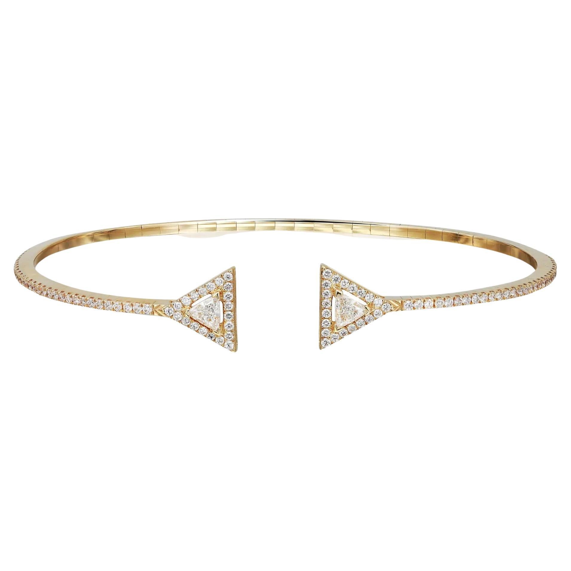Messika Bracelet ouvert en or jaune 18 carats avec diamants taille moyenne de 0,62 carat