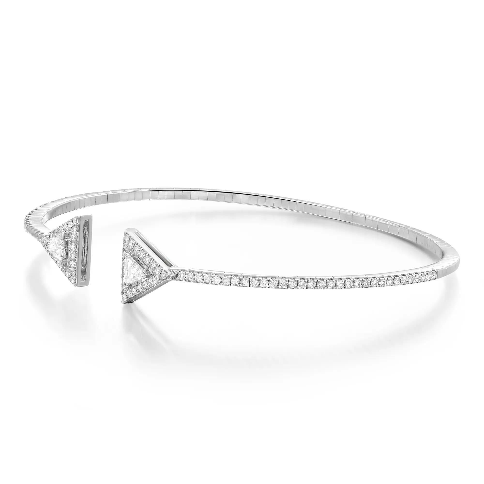 Modern Messika 0.65Cttw Thea Skinny Diamond Open Bracelet 18K White Gold Size: Medium For Sale