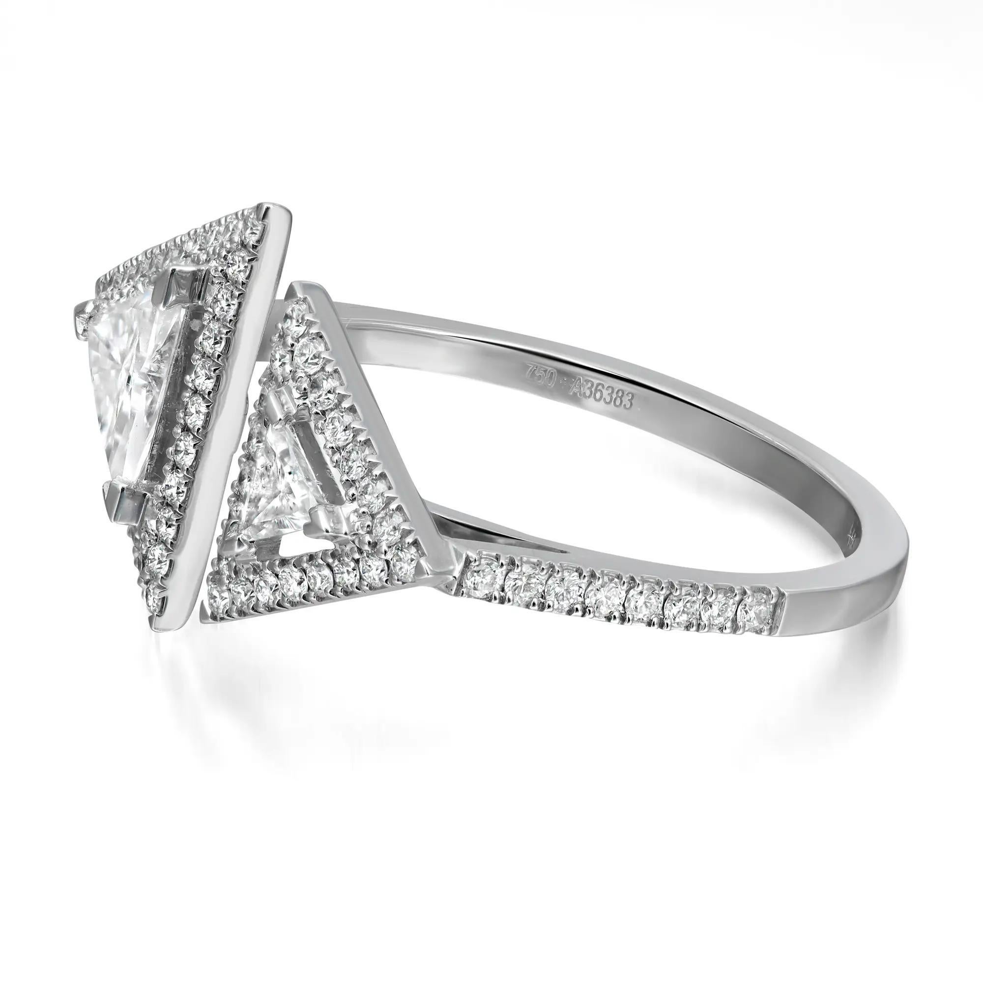 Moderne Messika Bague Thea Toi & Moi en or blanc 18 carats avec diamants 0,65 carat, taille 52 US 6 en vente