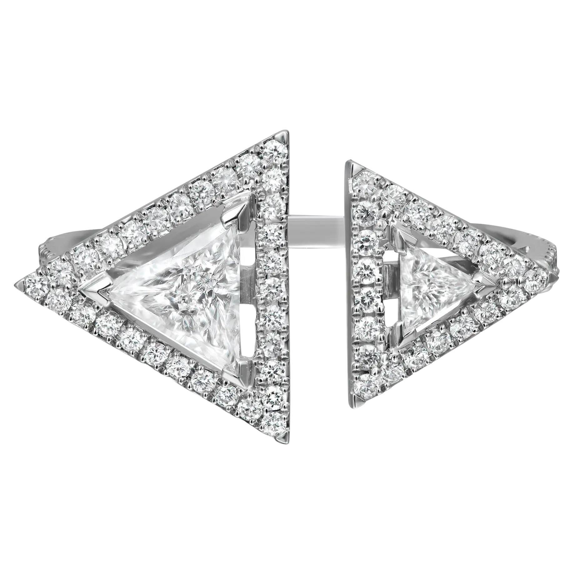 Messika Bague Thea Toi & Moi en or blanc 18 carats avec diamants 0,65 carat, taille 52 US 6