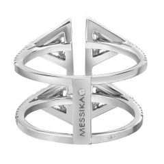 Messika 0.71Ctw Thea Toi & Moi Diamond Double Ring 18K White Gold Size 53 US 6.5
