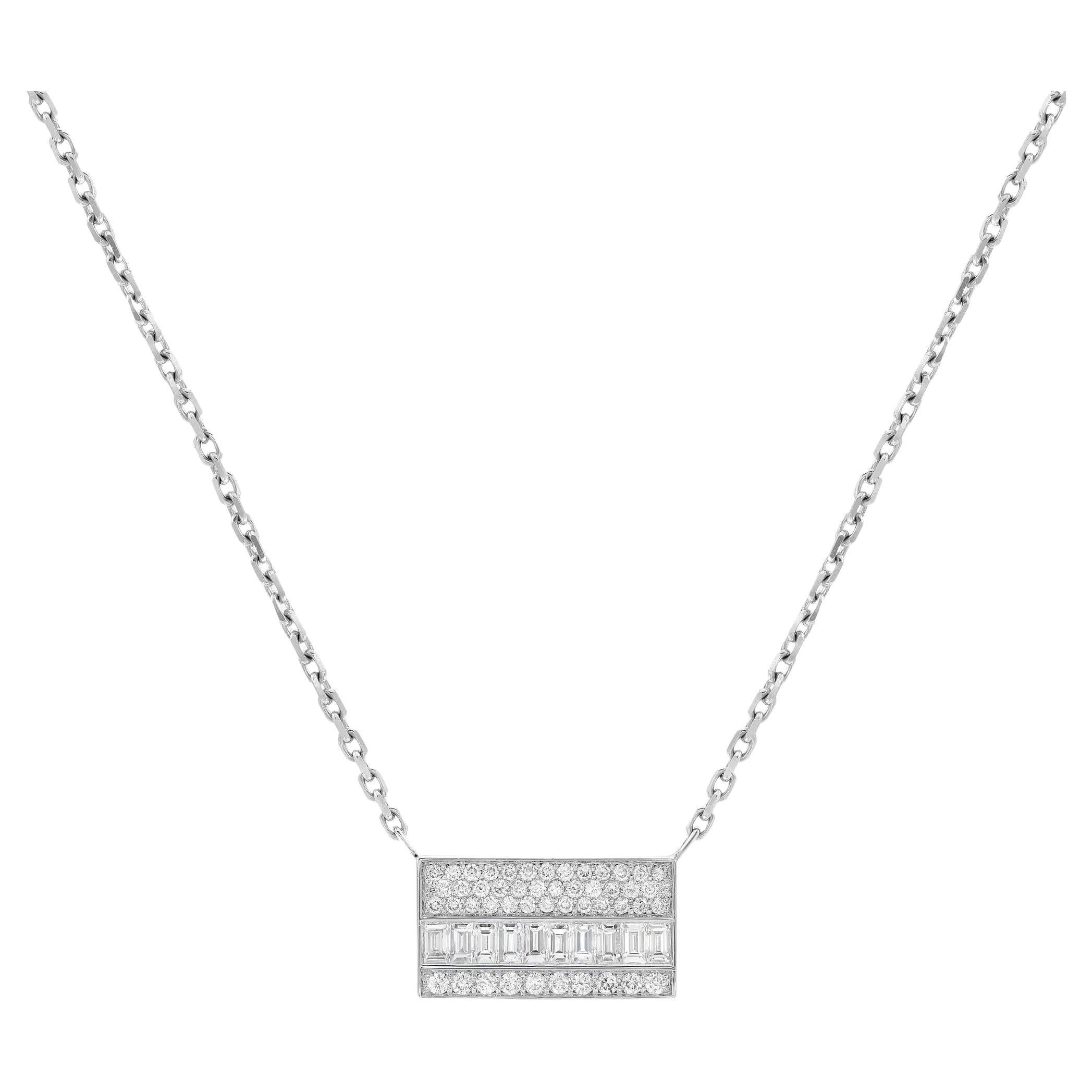 Fabulous and chic, this dazzling Messika Liz diamond pendant chain necklace is a standout addition to your every day and evening looks. This piece gives a touch of elegance to any ensemble you pair it with. Features channel set baguette and pave set