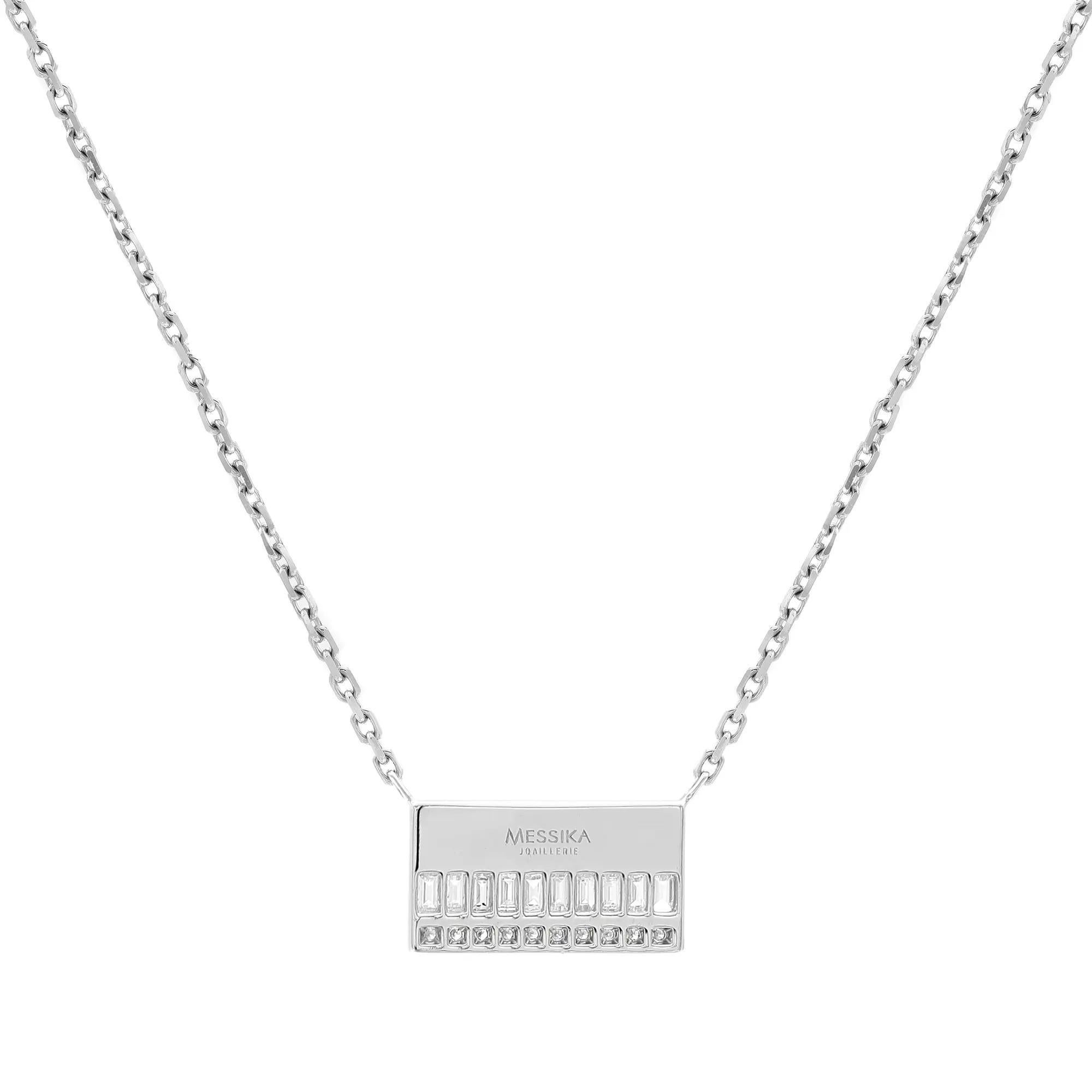 Modern Messika 0.72Cttw Liz Diamond Pendant Chain Necklace 18K White Gold 17 Inches For Sale