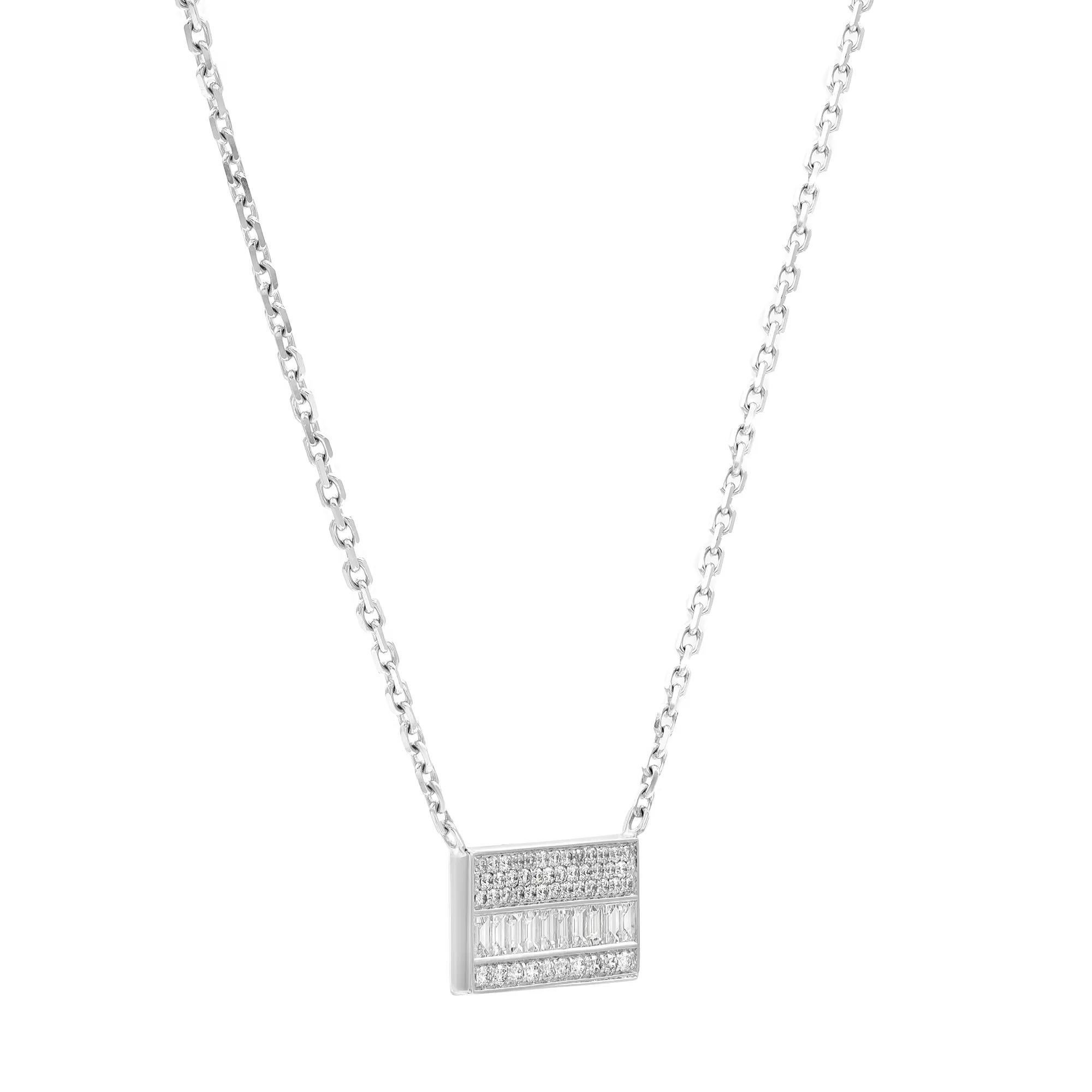Taille ronde Messika 0.72Cttw Liz Diamond Pendant Chain Necklace 18K White Gold 17 Inches en vente