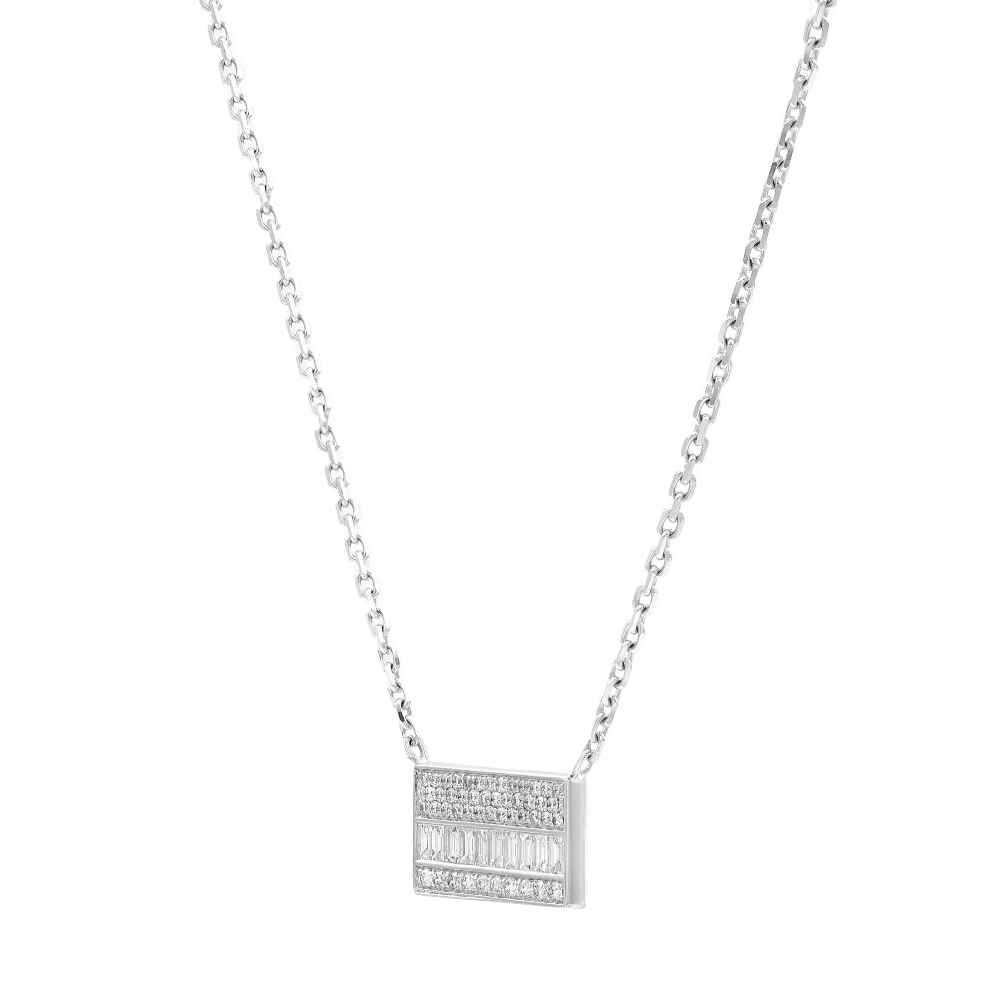 Messika 0.72Cttw Liz Diamond Pendant Chain Necklace 18K White Gold 17 Inches In New Condition For Sale In New York, NY