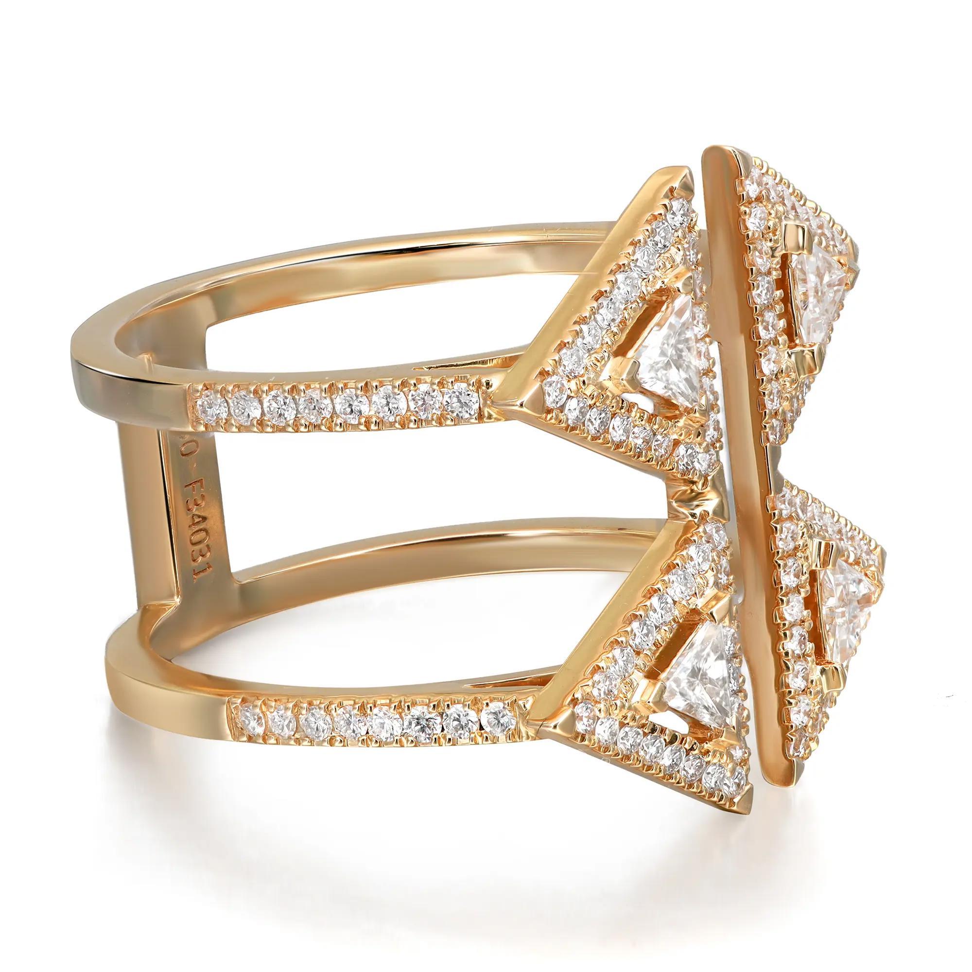 Moderne Messika 0.72Cttw Thea Toi & Moi Diamond Double Ring 18K Yellow Gold Size 54 US 7 en vente
