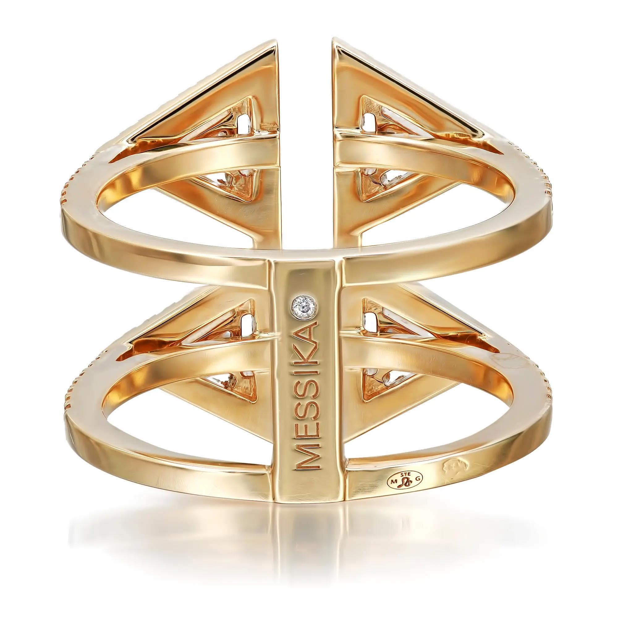Moderno Messika 0.72Cttw Thea Toi & Moi Anello con doppio diamante in oro giallo 18K Taglia 54 US 7 in vendita