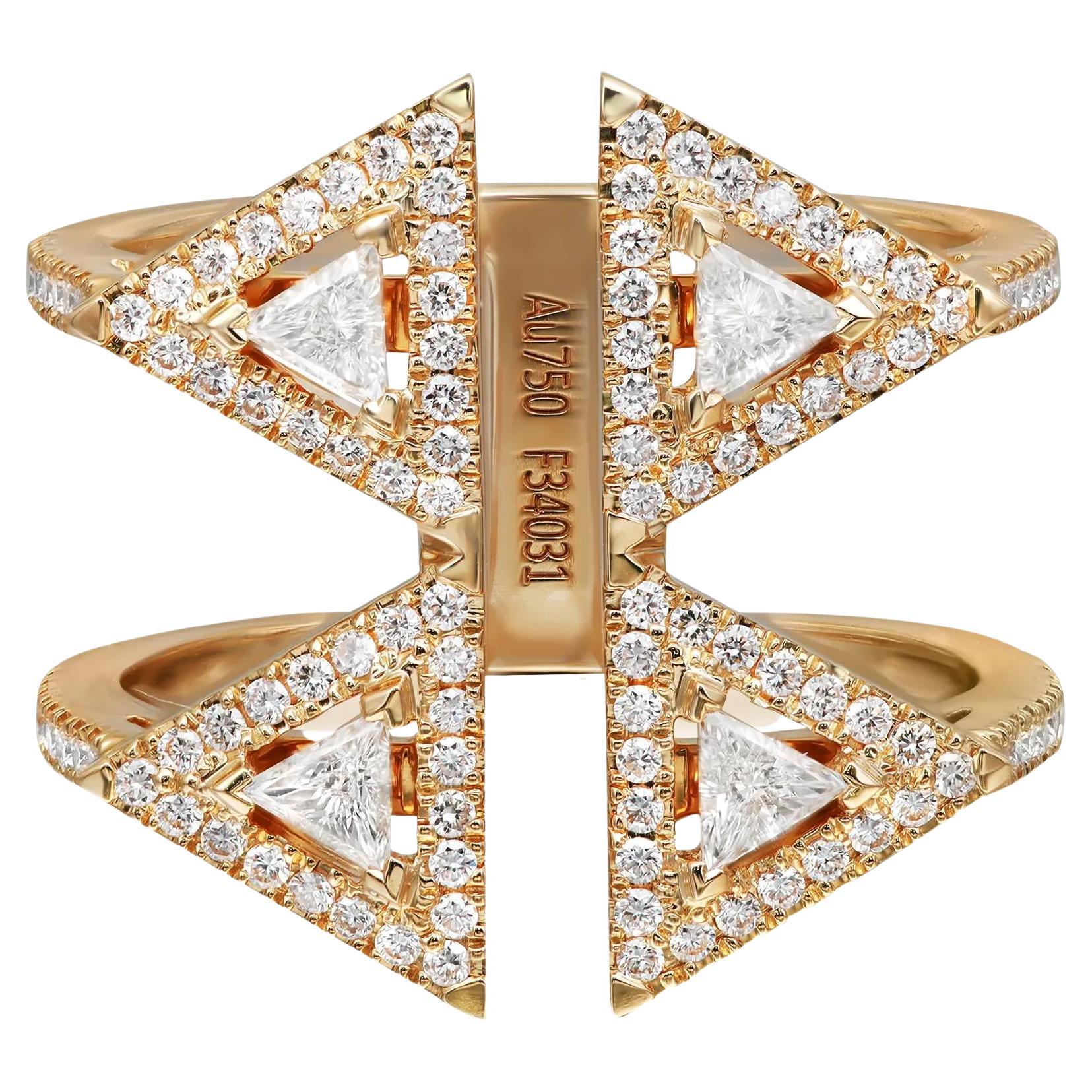 Messika 0.72Cttw Thea Toi & Moi Diamond Double Ring 18K Yellow Gold Size 54 US 7 en vente