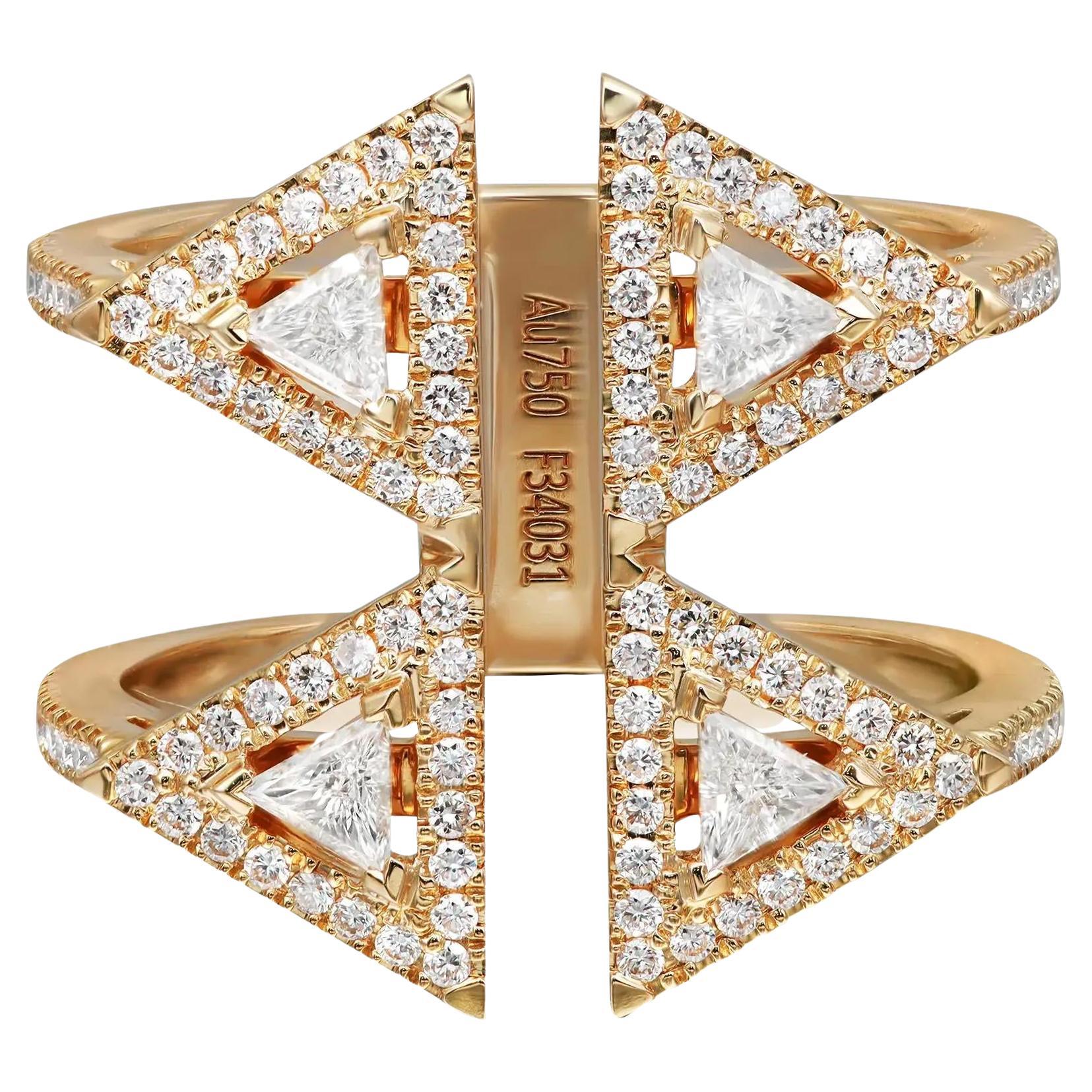 Messika Bague Thea Toi & Moi en or jaune 18 carats avec diamants 0,72 carat, taille 49 US 5